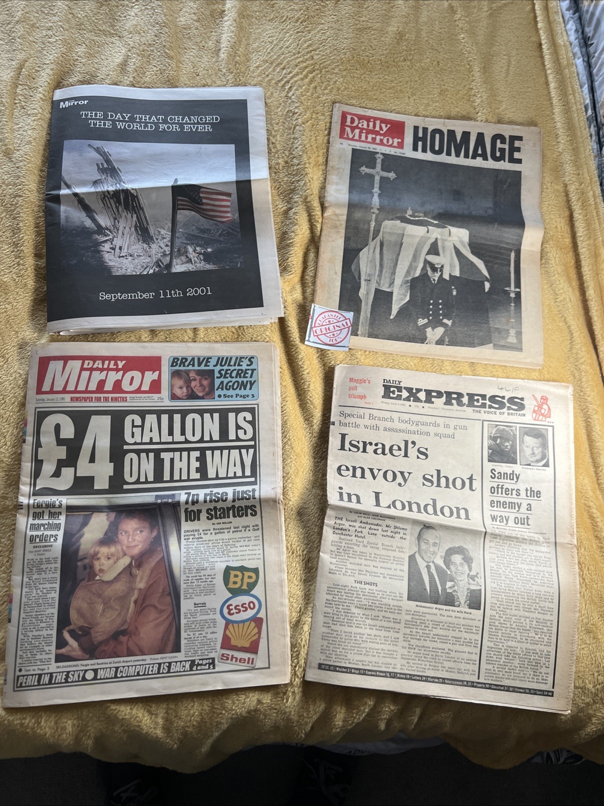 Historical Headlines X 4 Bundle Churchill 9 11 Original Newspapers Job Lot