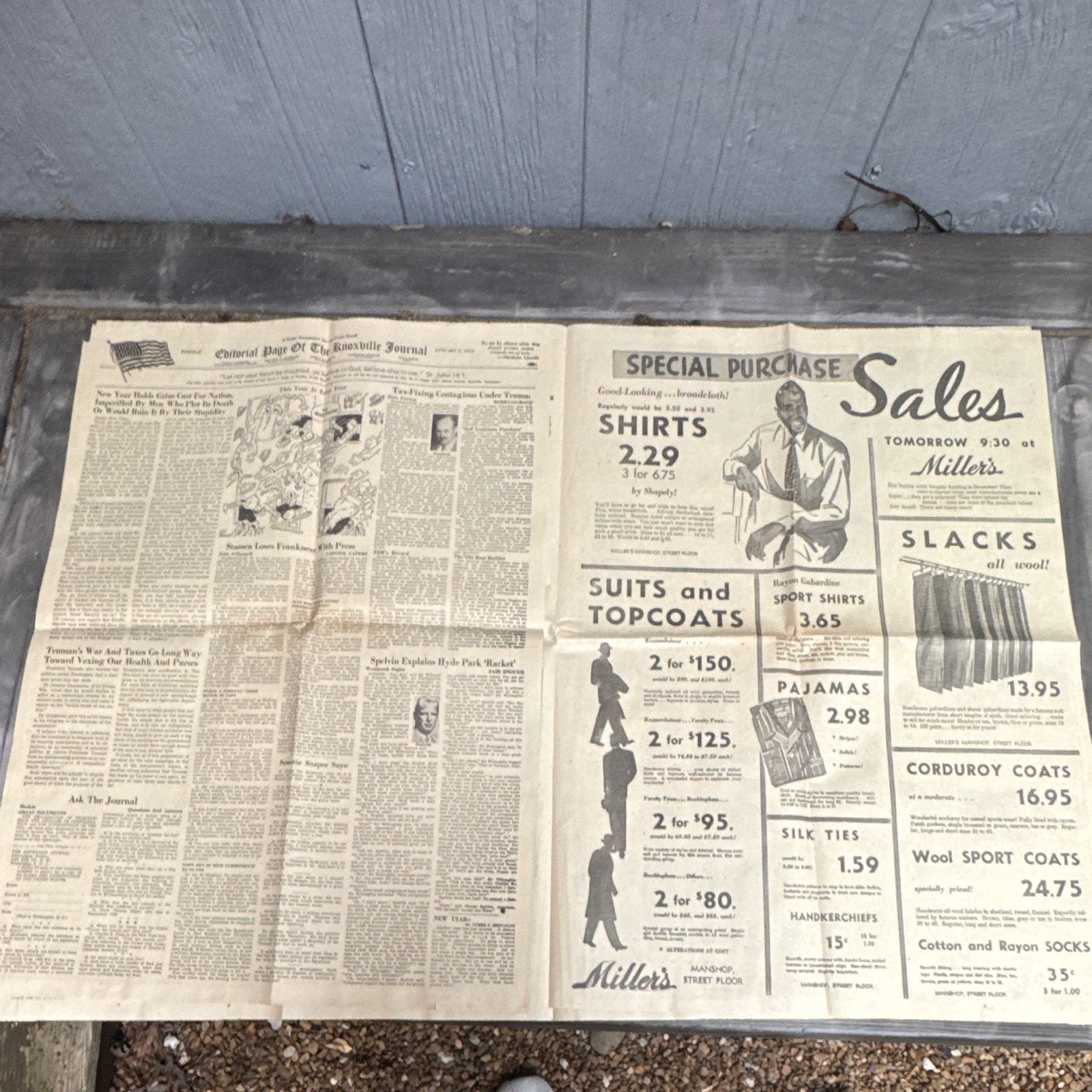 The Knoxville Journal City Edition Happy New Year January 1, 1952 Plane Crash