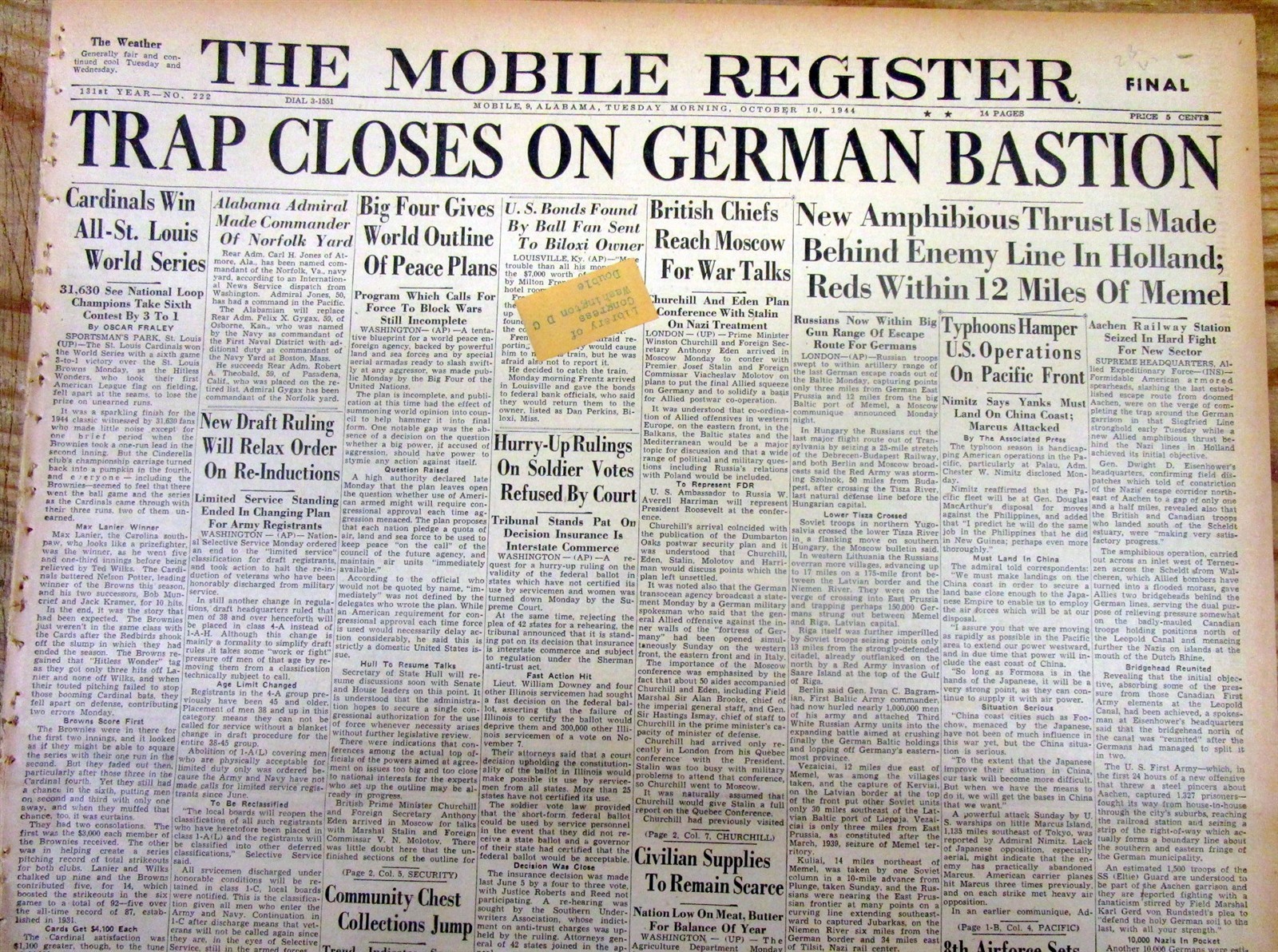 7 1944 newspapers ST LOUIS CARDINALS win BASEBALL WORLD SERIES v ST LOUIS BROWNS