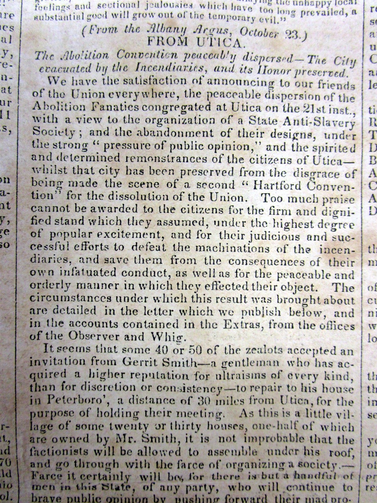 2 1835 Richmond VA newspapers w ANTI-SLAVERY CONVENTION held in UTICA New York