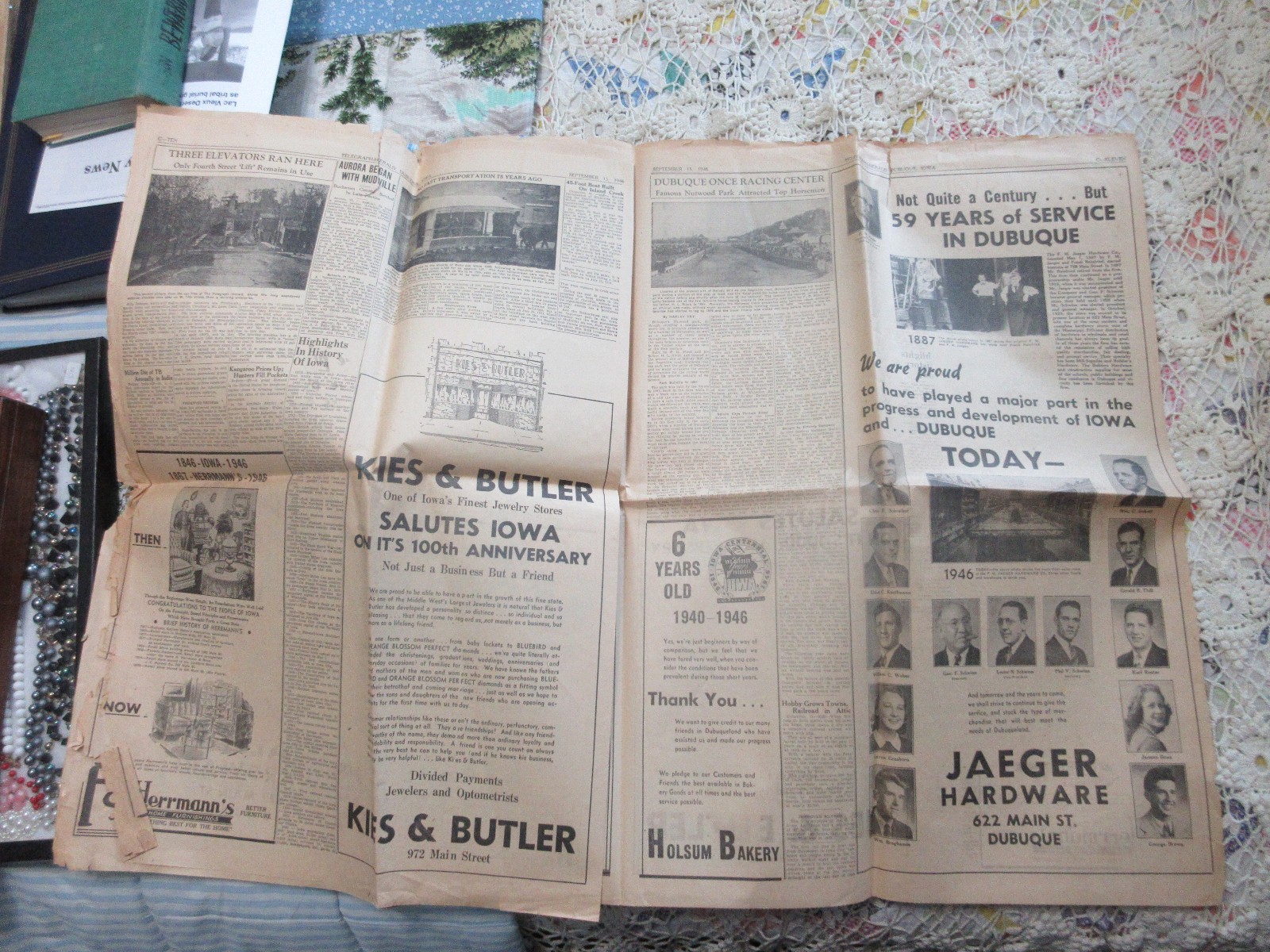 IOWA CENTENNIAL EDITION DUBUQUE TELEGRAPH HERALD 1946 COMPLETE SECTION PHOTO ADS