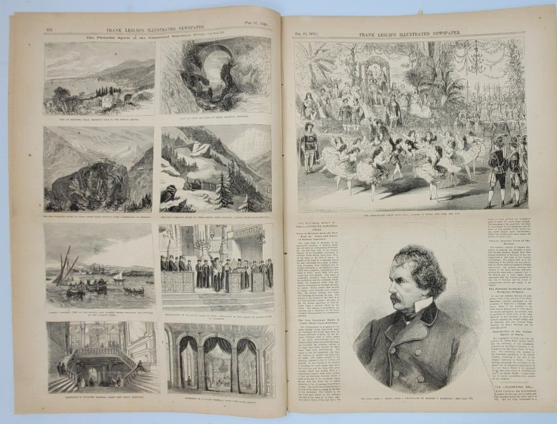 Frank Leslie’s 2/27/1869 Rutgers College / Booth Theater NYC / Grant’s Election