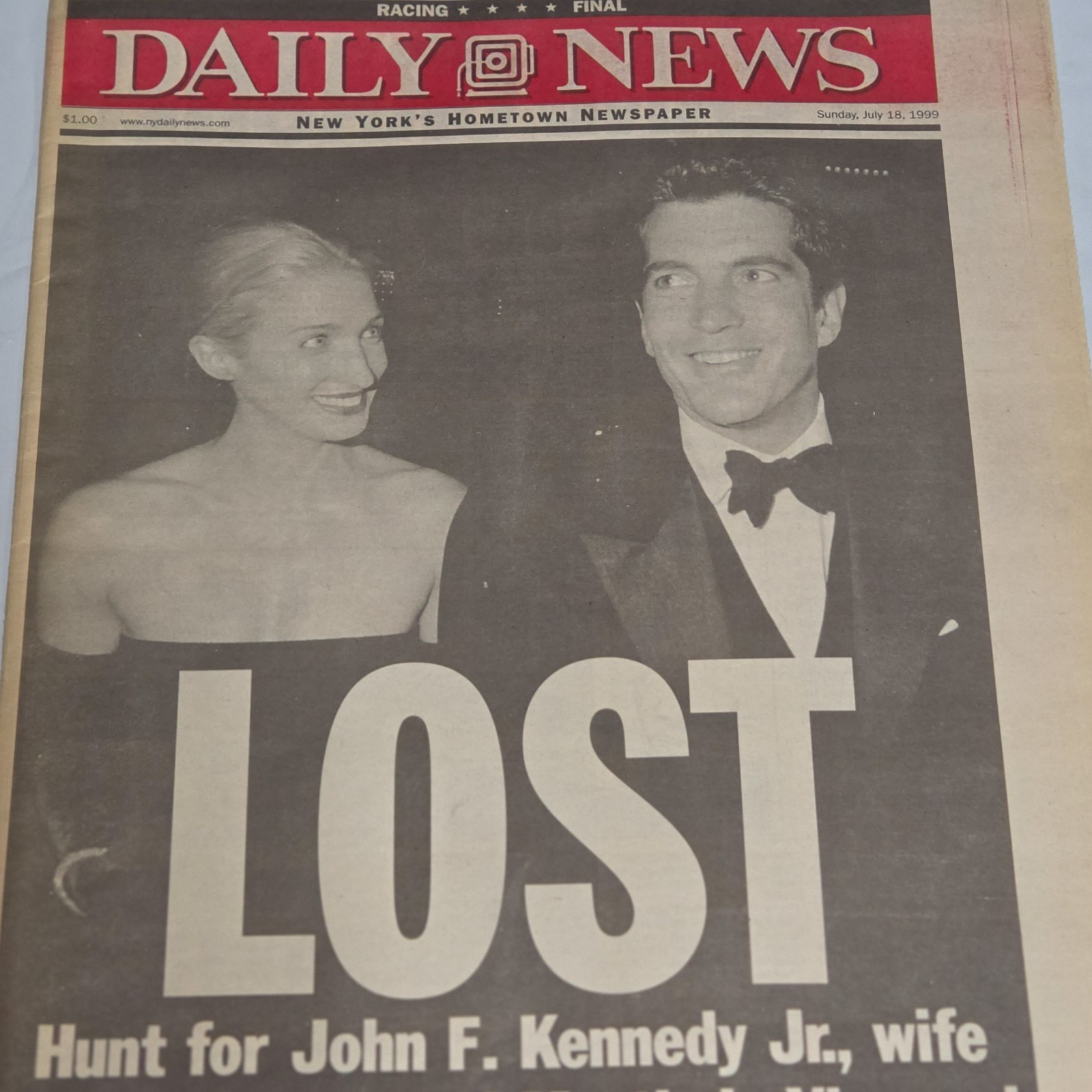 Daily News July 18 1999 JFK Jr Missing Plane Lost Newspaper Carolyn Bessette