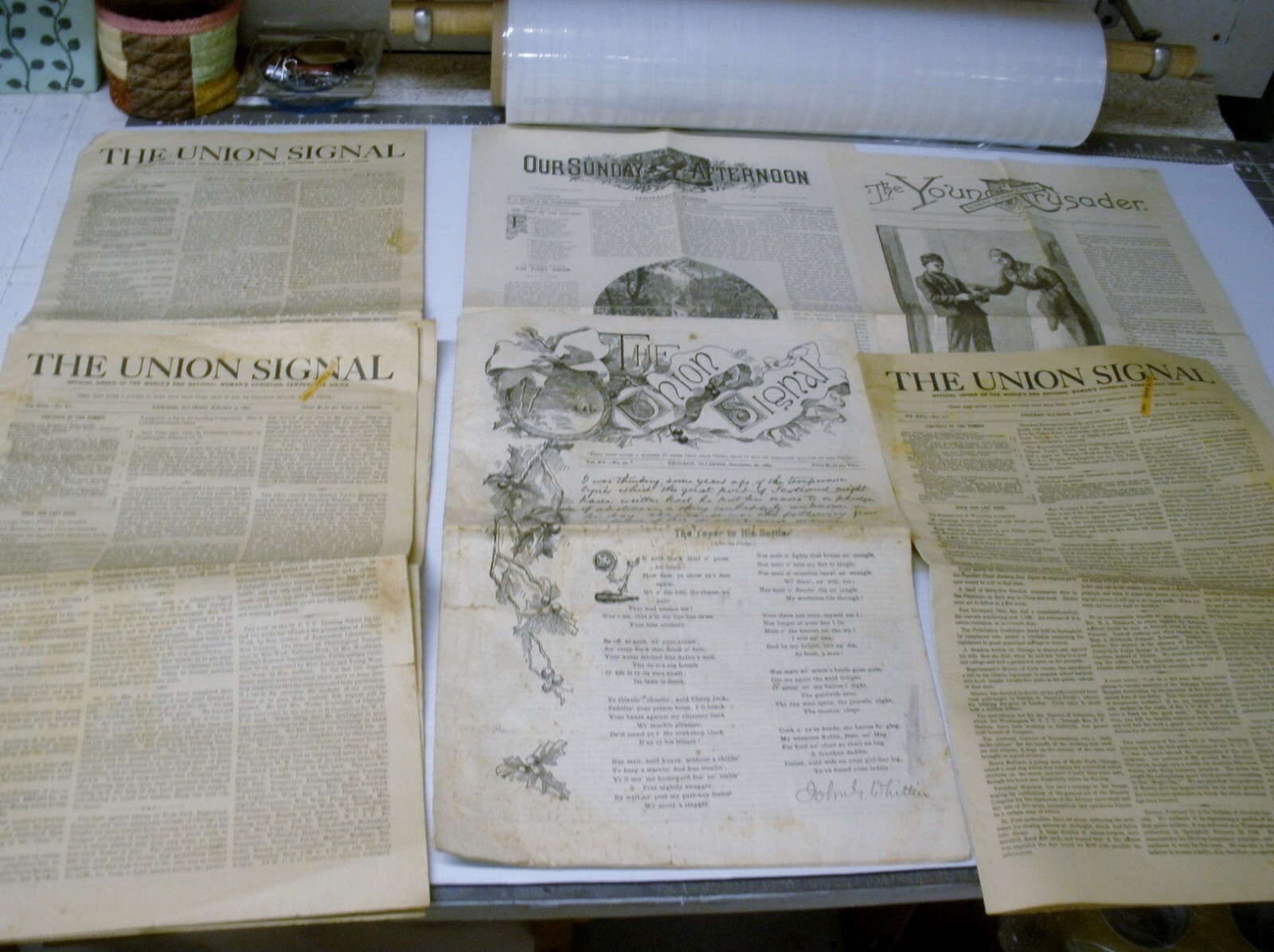 Lot 6 antique 1880′ 1890’s Christian Temperance Newspapers, Union Signal etc