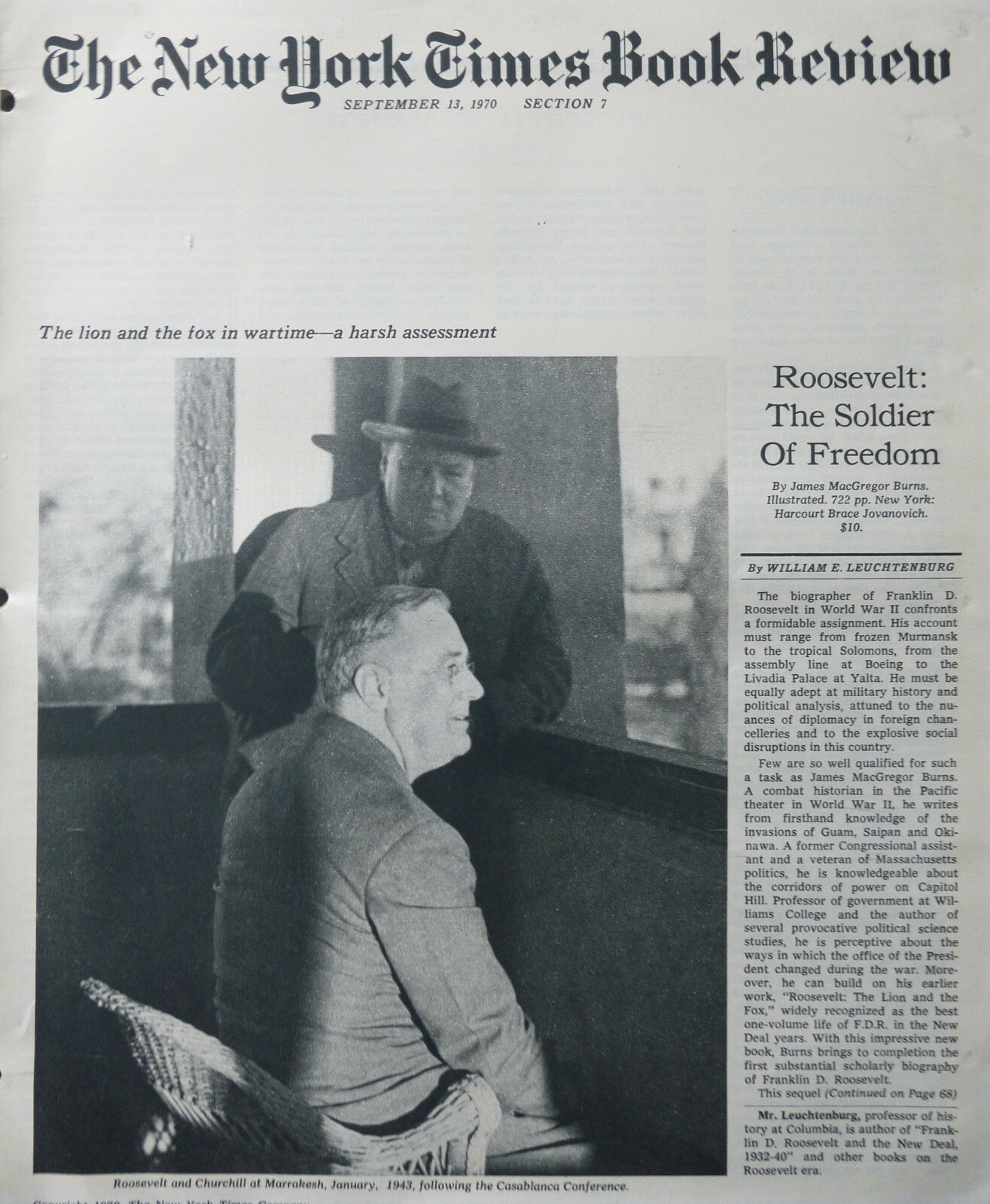 CHURCHILL ROOSEVELT SOLDIER FREEDOM LEICHMAN CHARLES DICKENS 1970 September 13