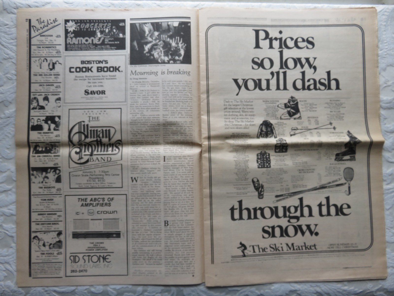 THE BOSTON PHOENIX DEC. 16, 1980, SECTION 1 ONLY ~ JOHN LENNON/WATER WAR/ADS