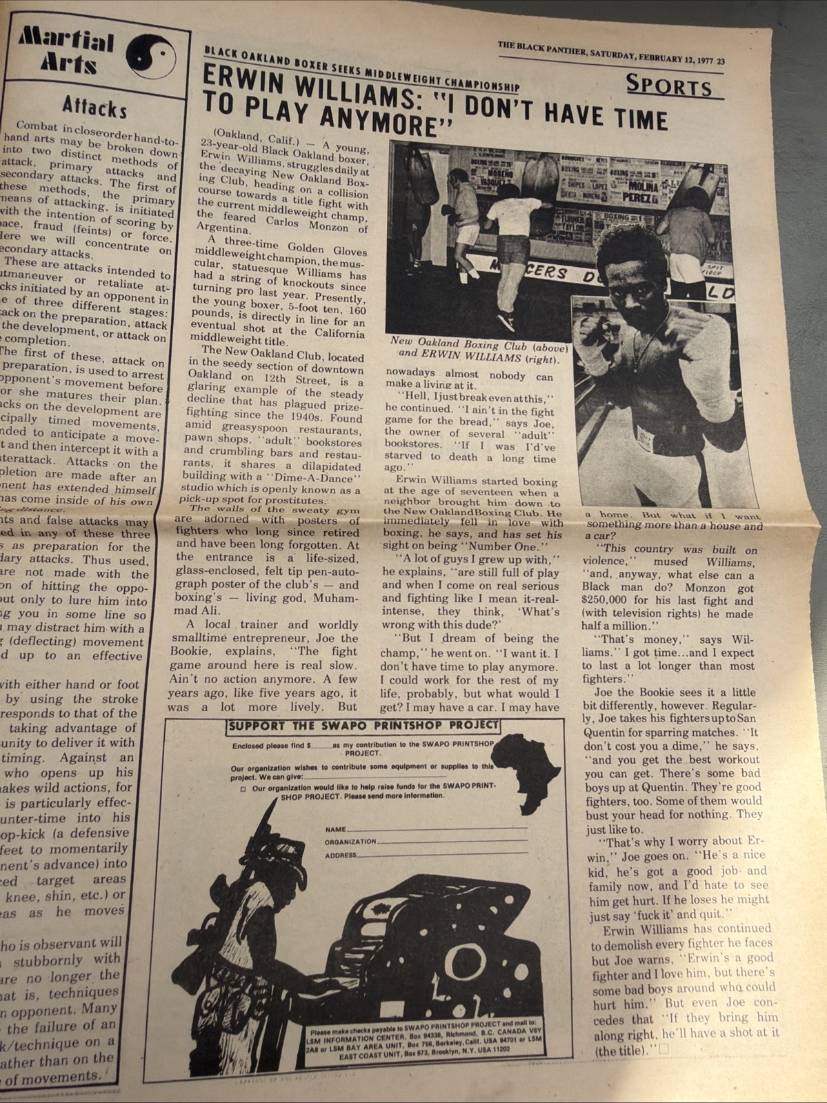 THE BLACK PANTHER PARTY NEWSPAPER – FEBRUARY 12, 1977 Huey Newton