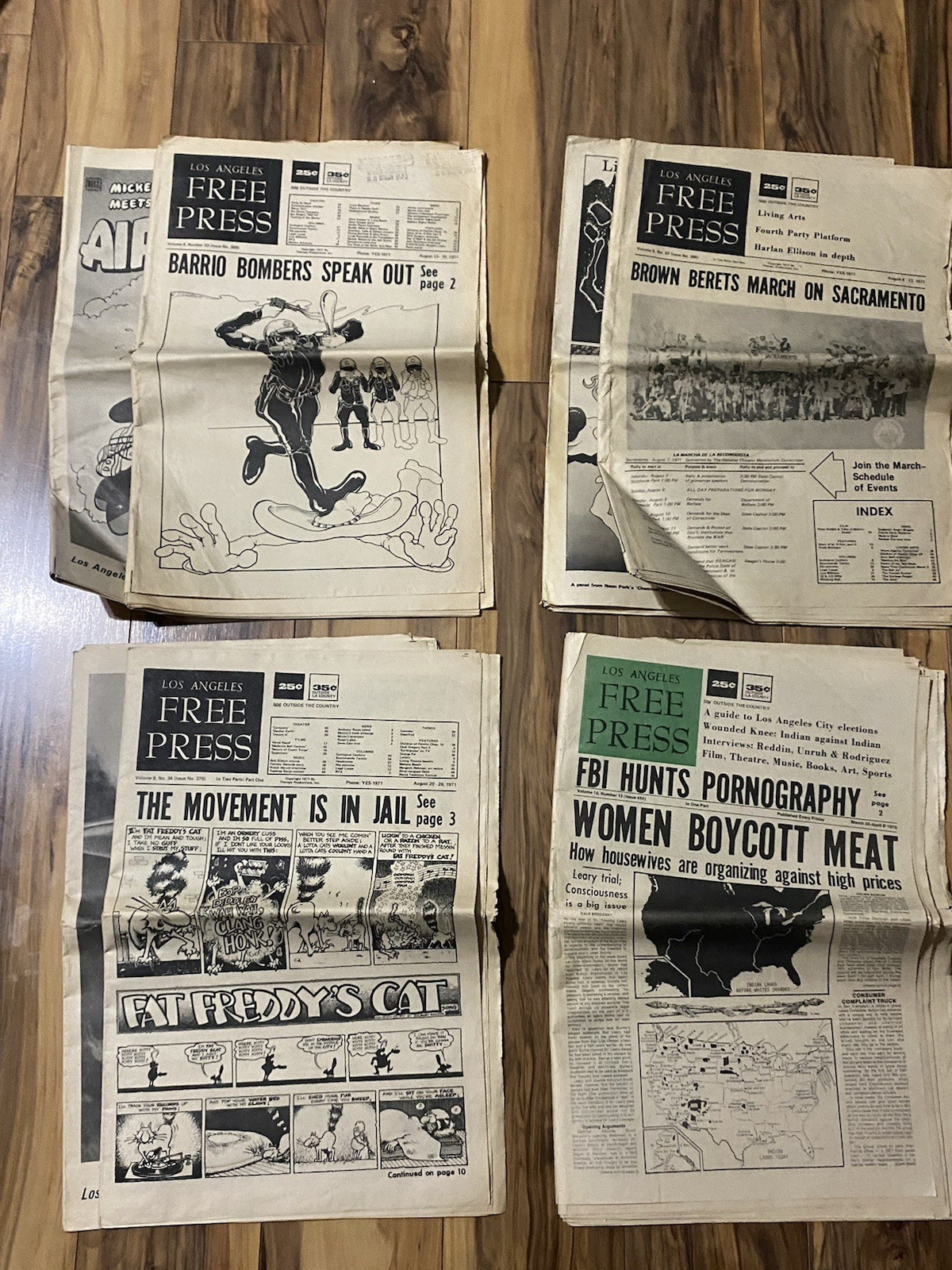 Lot of 4 Los Angeles LA Free Press Newspapers Loads of Vintage Music Ads