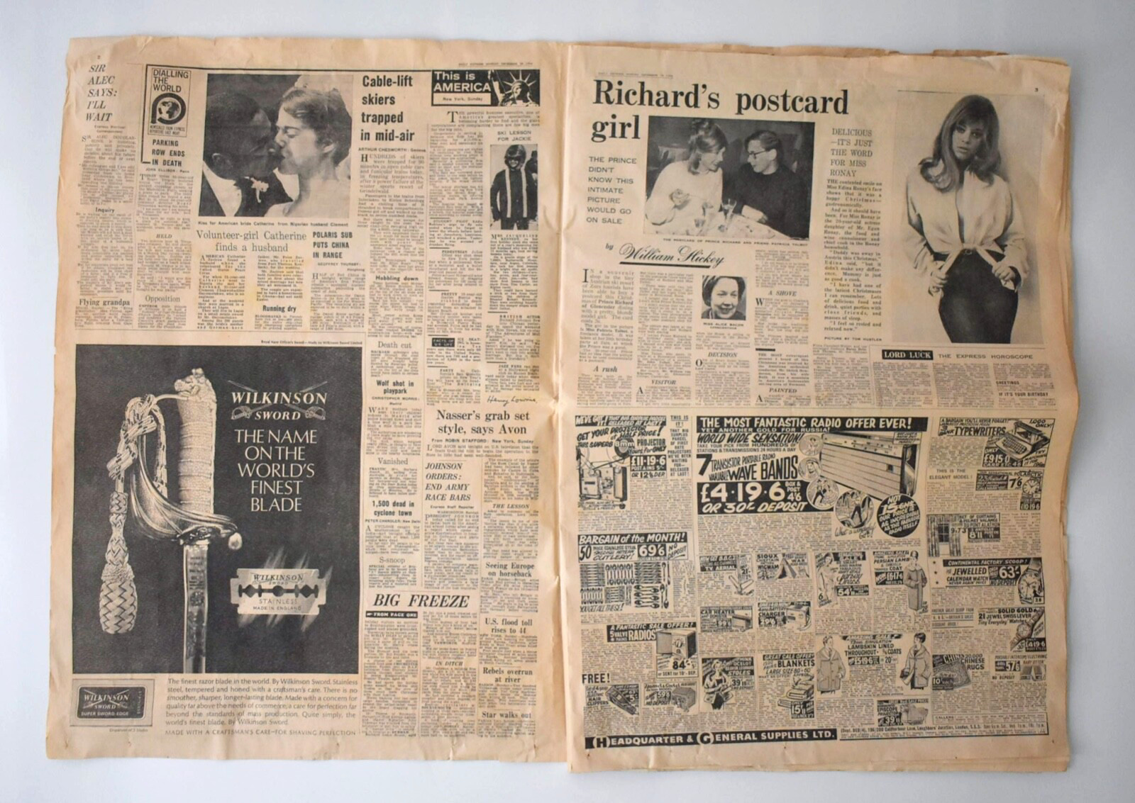 VINTAGE ORIGINAL DAILY EXPRESS NEWSPAPER MONDAY DECEMBER 28th 1964