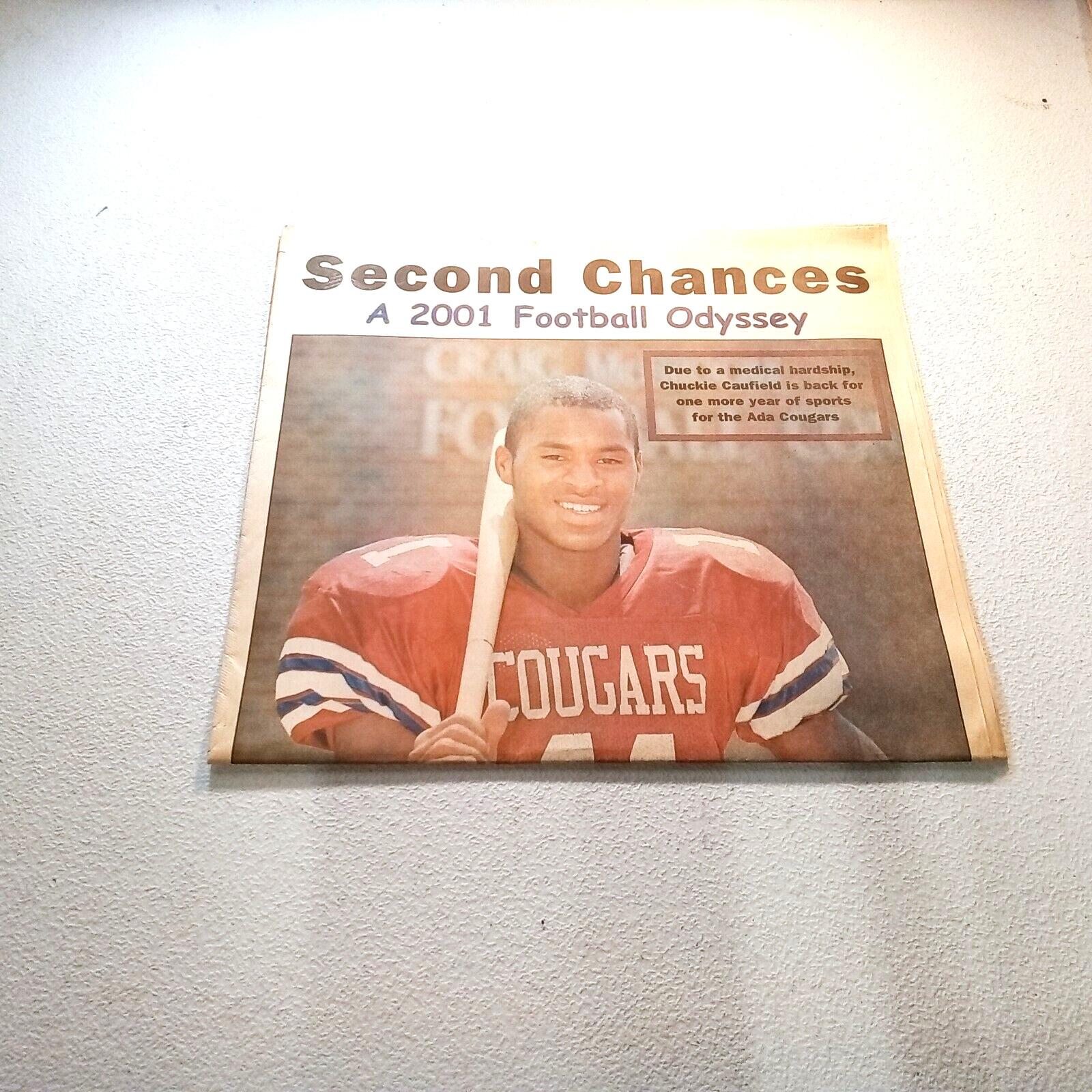 Ada Evening News Aug. 26 2001 Ada Cougars High School Football Chuckie Caufield