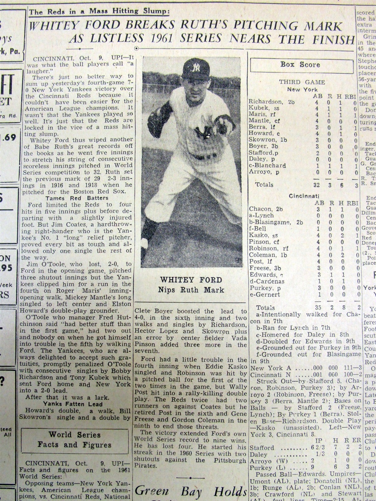 7 1961 newspapers NEW YORK YANKEES WIN baseball WORLD SERIES vs Cincinnati Reds