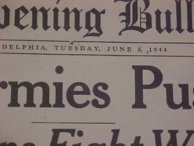 VINTAGE NEWSPAPER HEADLINES ~ WORLD WAR 2 NAZI BATTLE D-DAY INVASION WWII 1944
