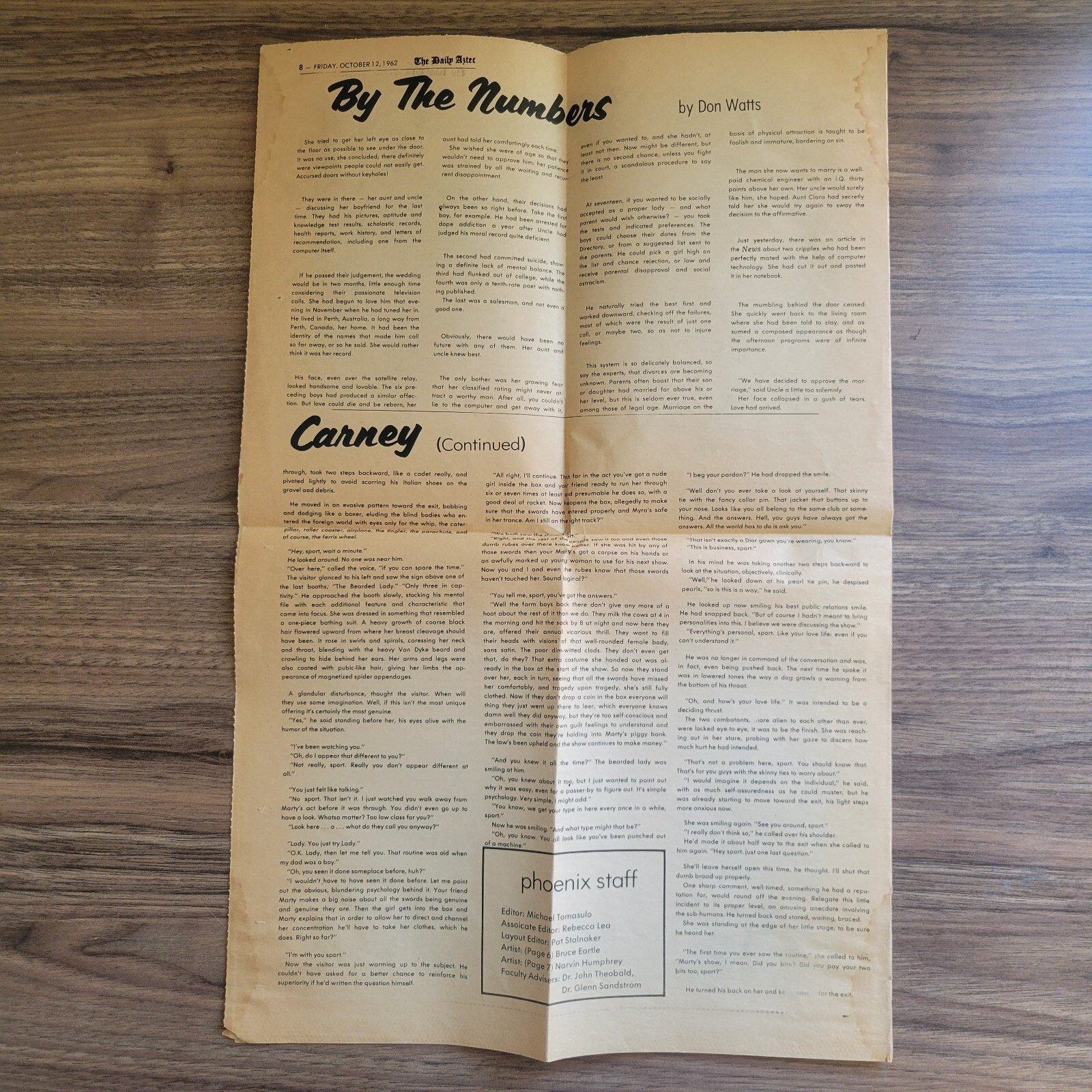 SDSU The Phoenix The Daily Aztec Literary Supplement Newspaper October 12 1962