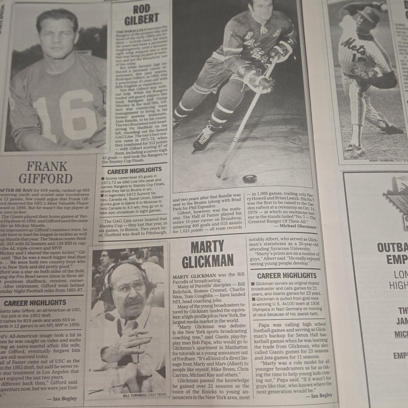 Daily News Sports Hall of Fame Candidates Newspaper June 18 2006 NY Edition