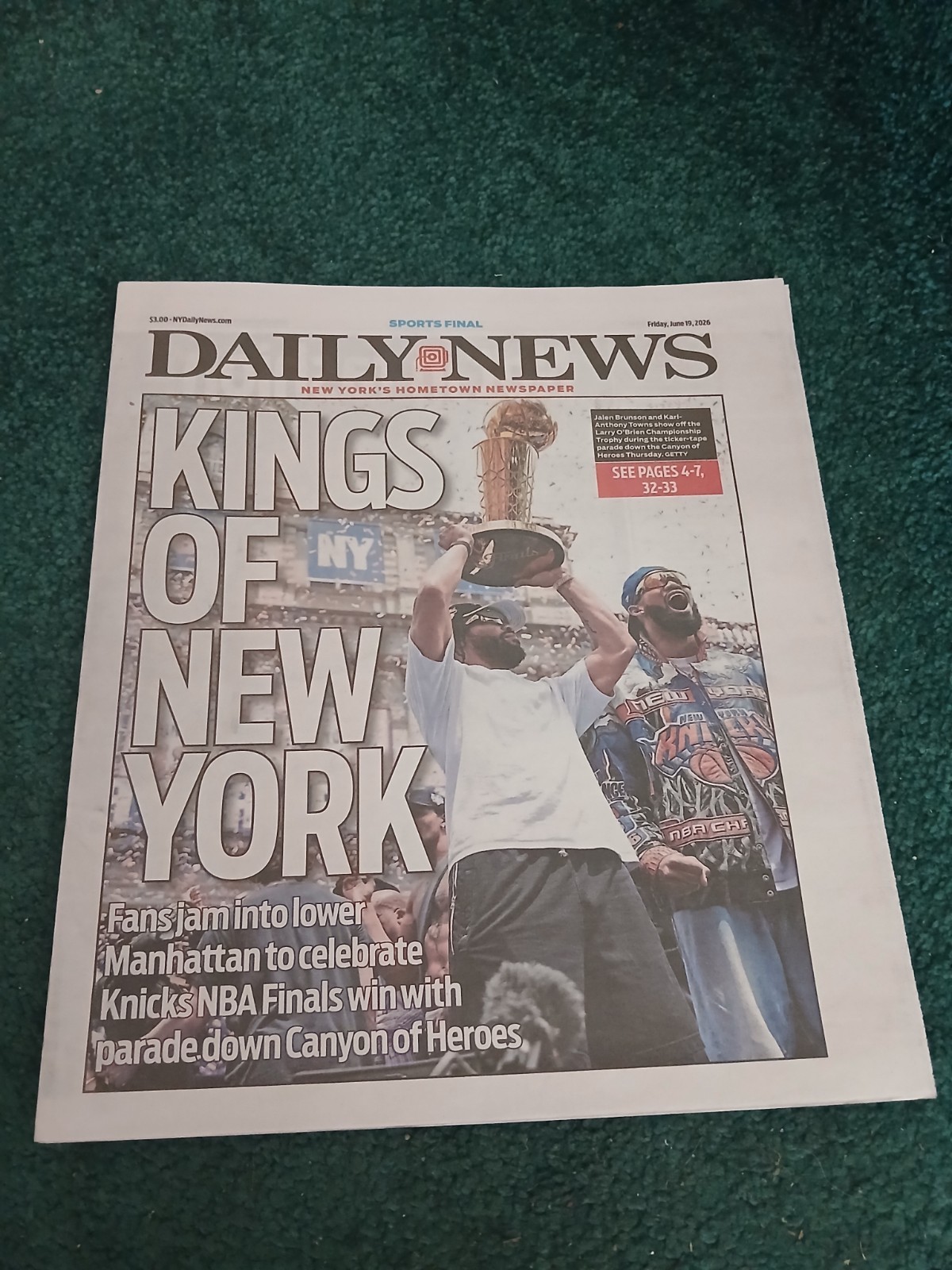 New York DAILY NEWS June 19th 2026 “KNICKS” Parade Special Kings Of NEW YORK