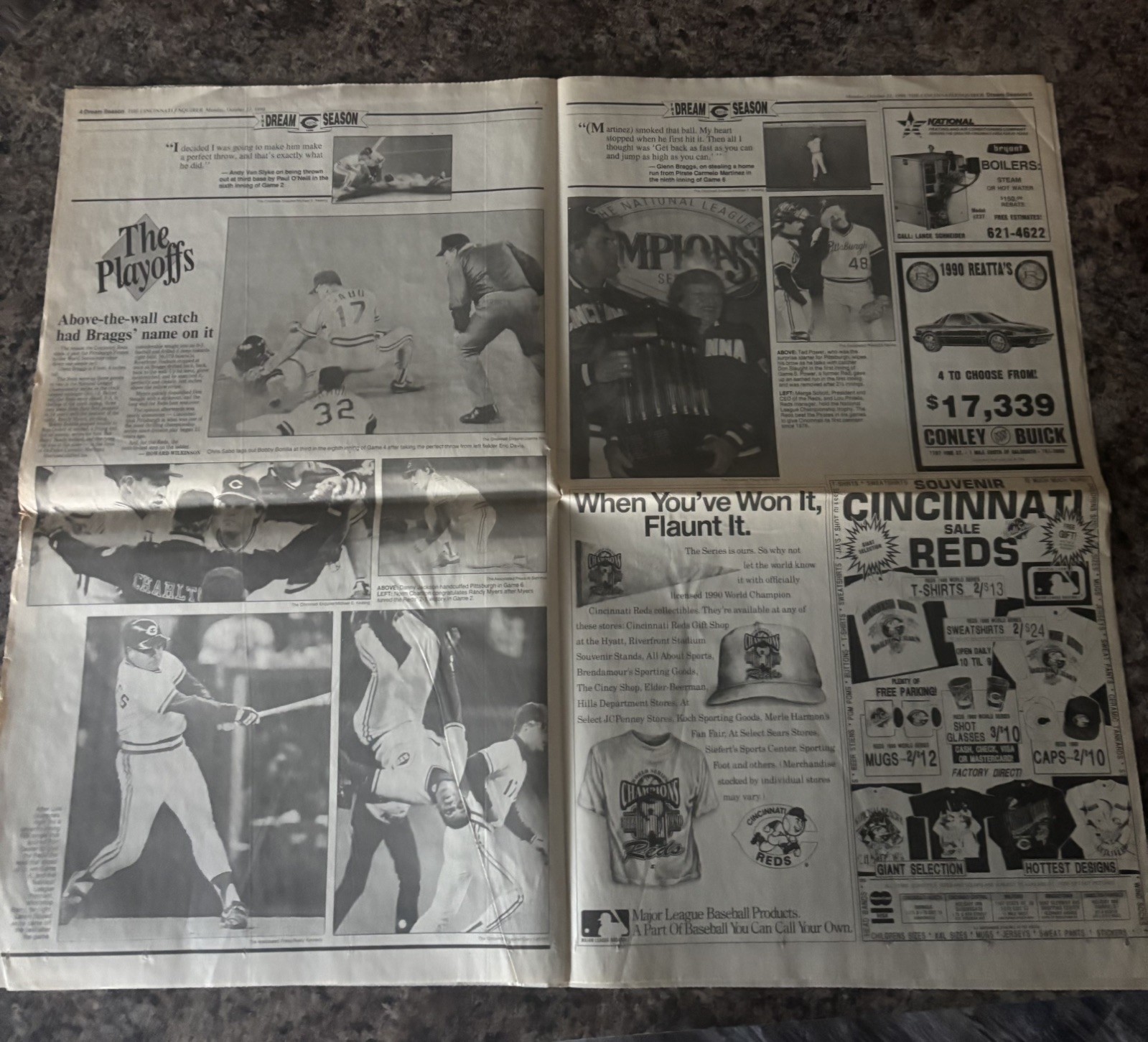 1990 Cincinnati Reds World Series Championship Newspapers Enquirer Sweep Champs