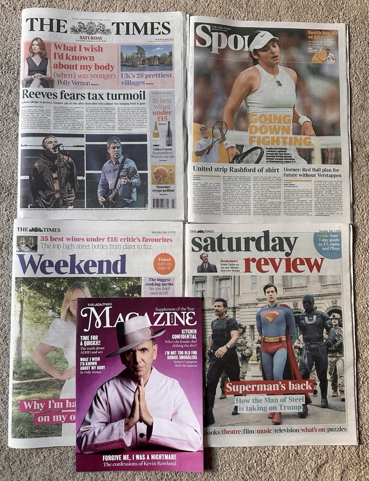 The Times 5th July 2025 5/7/25 Oasis Historic Comeback Gig & Superman Returns