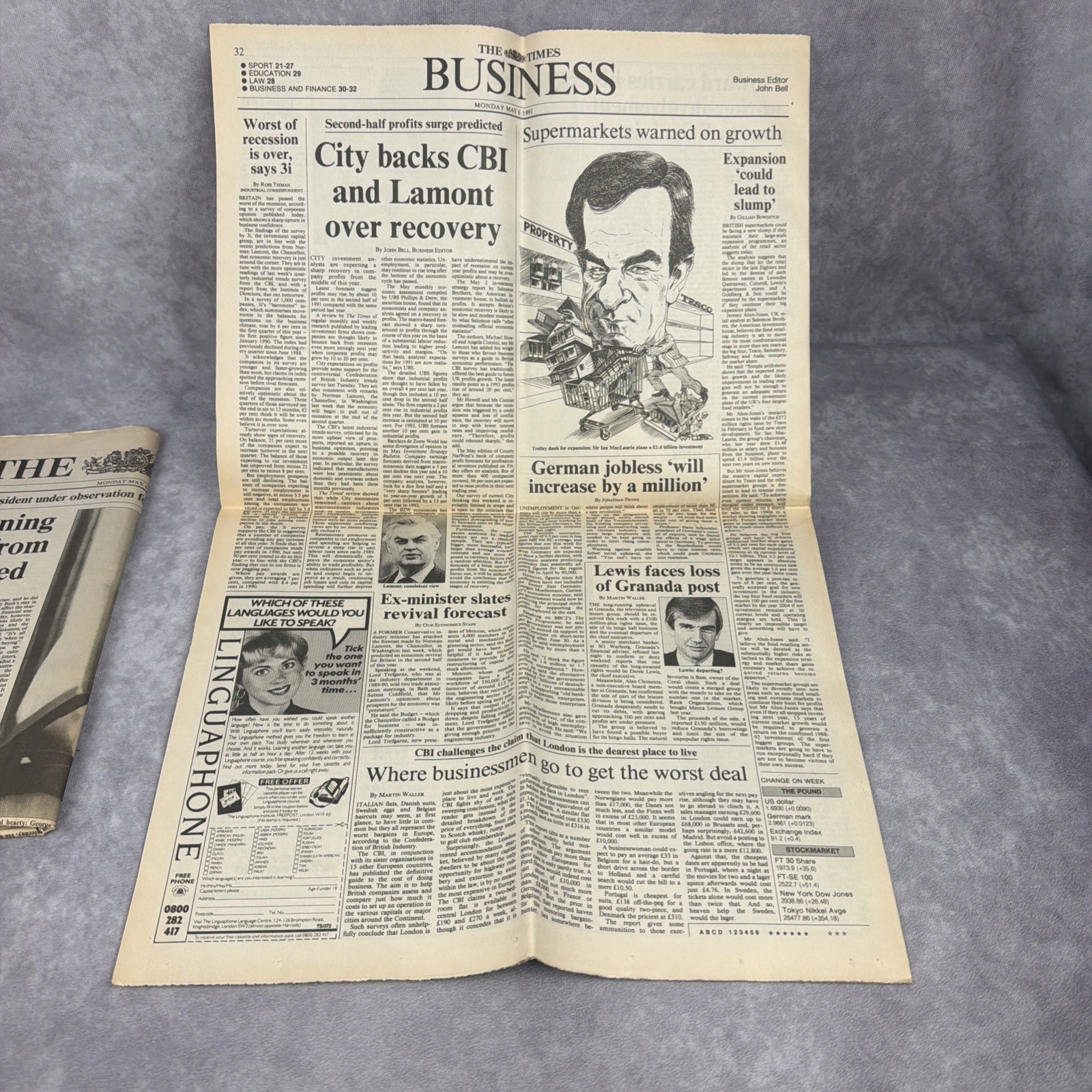 The Times London Newspaper May 6 1991 George H.W. Bush Hospital UK Complete