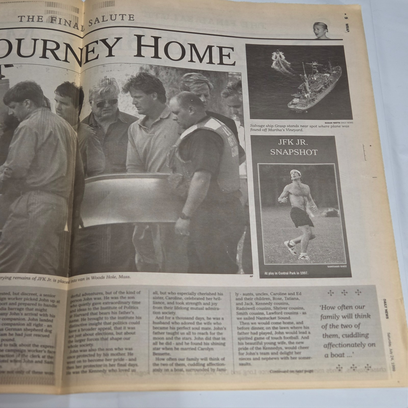 Daily News July 24 1999 JFK Jr Carolyn Kennedy Final Salute Newspaper