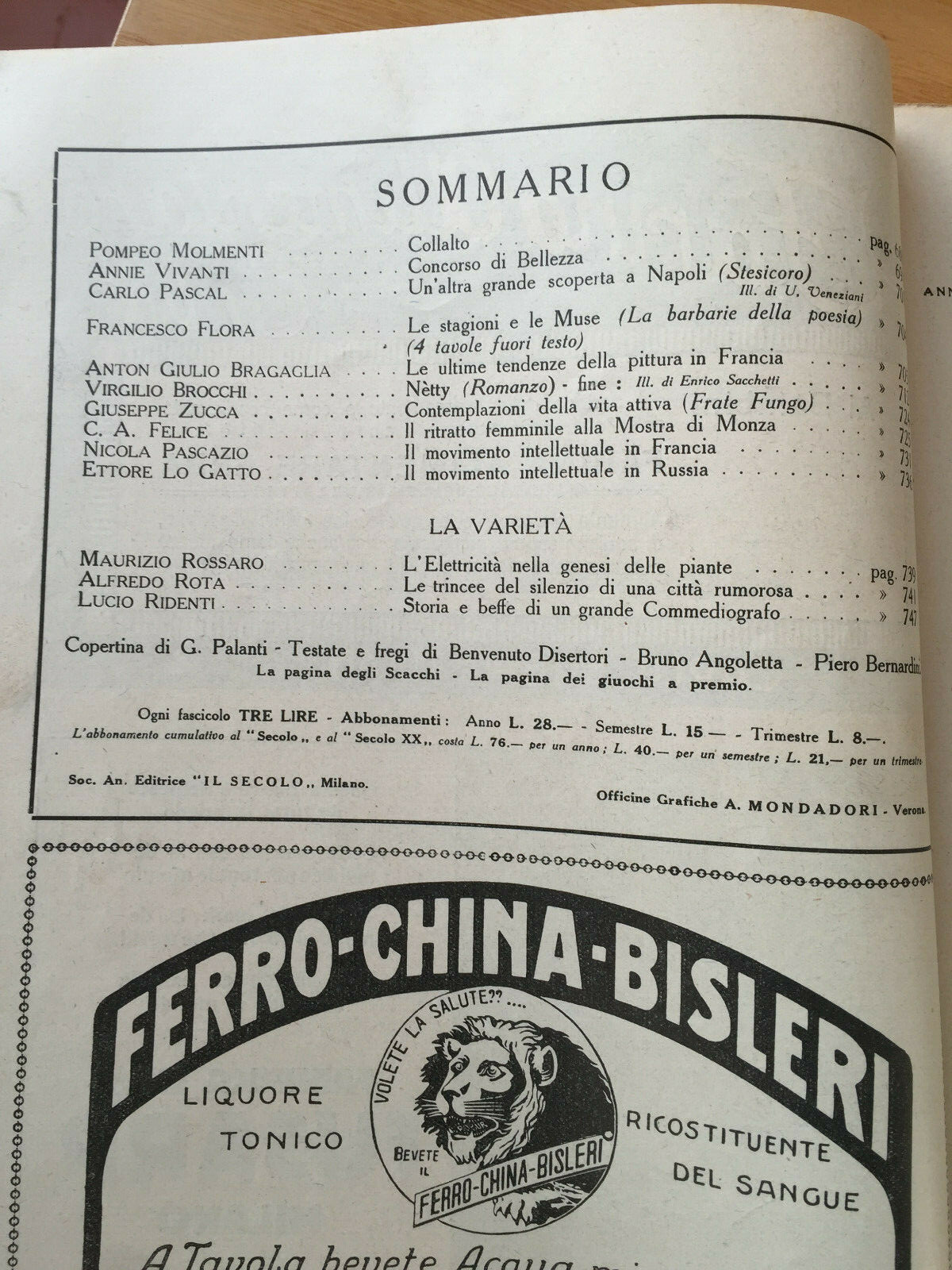 MONDADORI MENSILE IL SECOLO XX N° 10 1924 A. G. BRAGAGLIA CARLO PASCAL 2/19