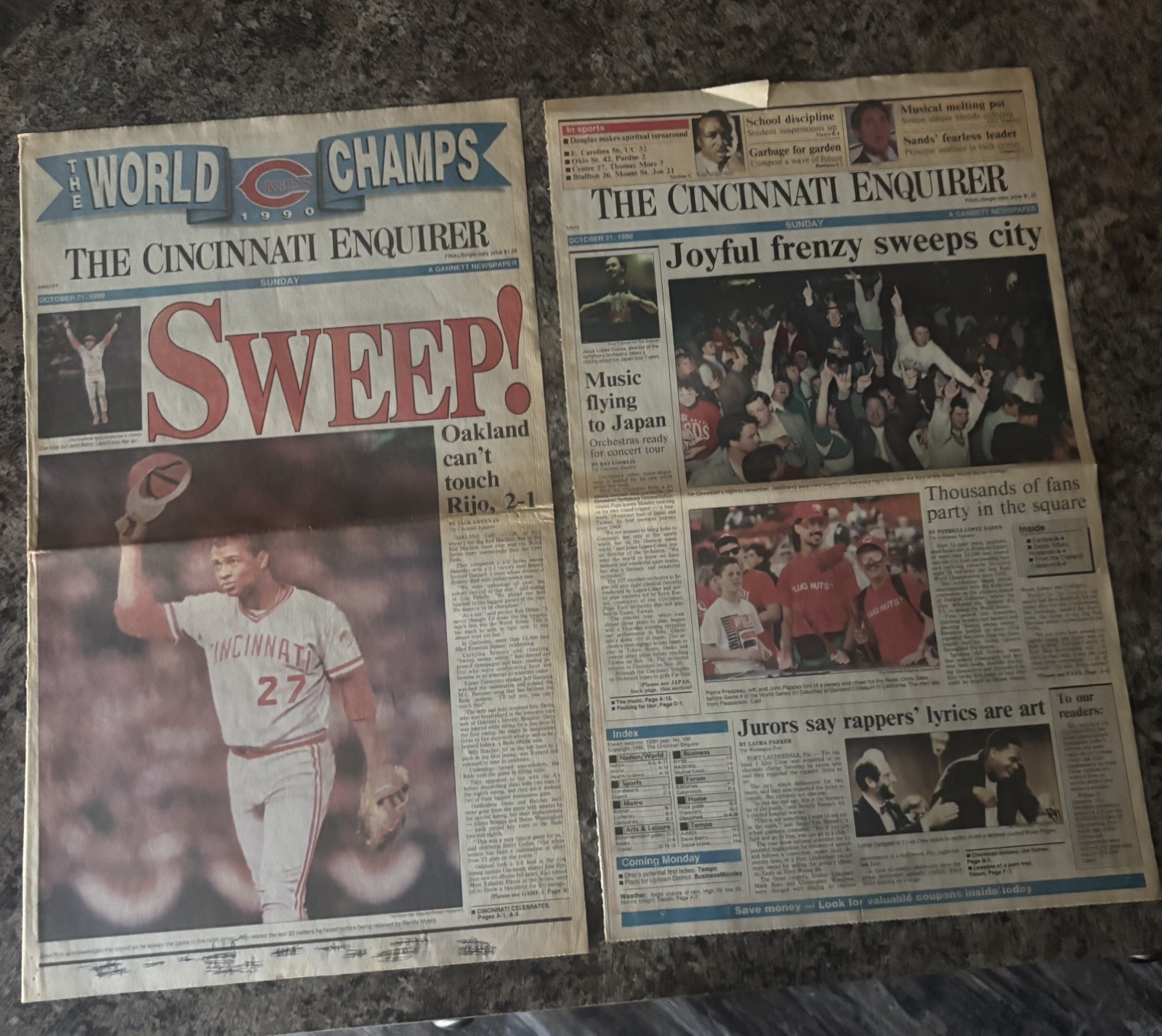 1990 Cincinnati Reds World Series Championship Newspapers Enquirer Sweep Champs