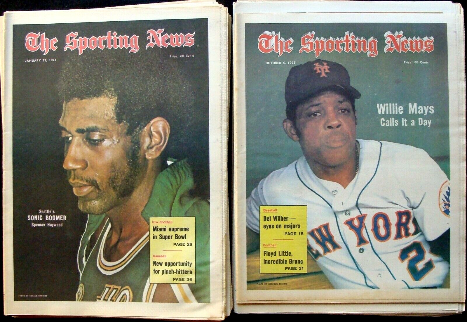 1973 SPORTING NEWS 26-ISSUE LOT – MAYS * ESPOSITO * BILLY C * CARLTON * O.J. +