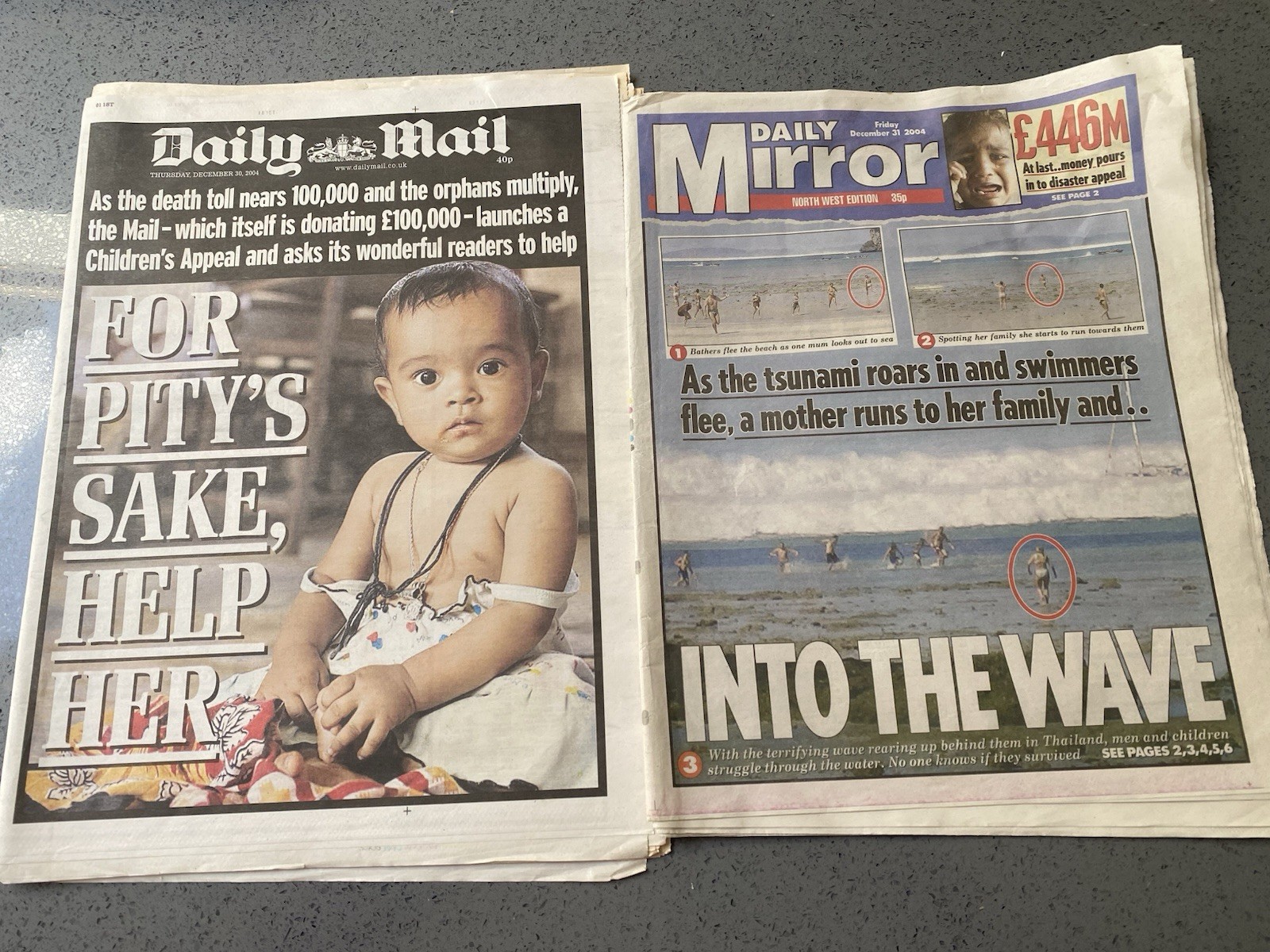 Daily Mail Mirror Newspaper December 2004 Asian Tsunami Disaster