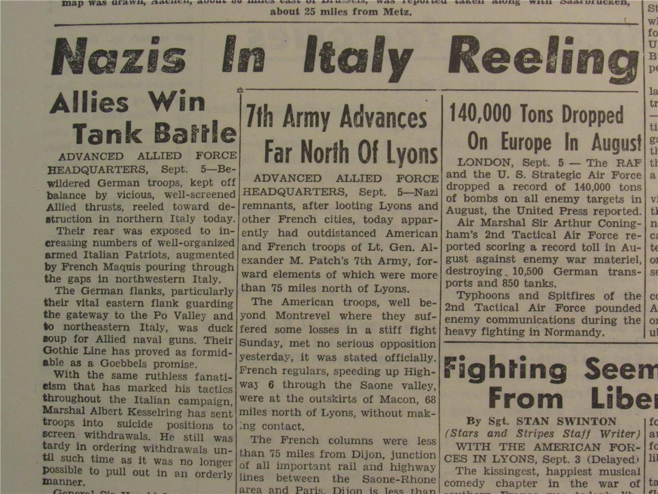 VINTAGE NEWSPAPER HEADLINES~ WORLD WAR 2 USA YANK ARMY ENTER GERMANY WWII 1944