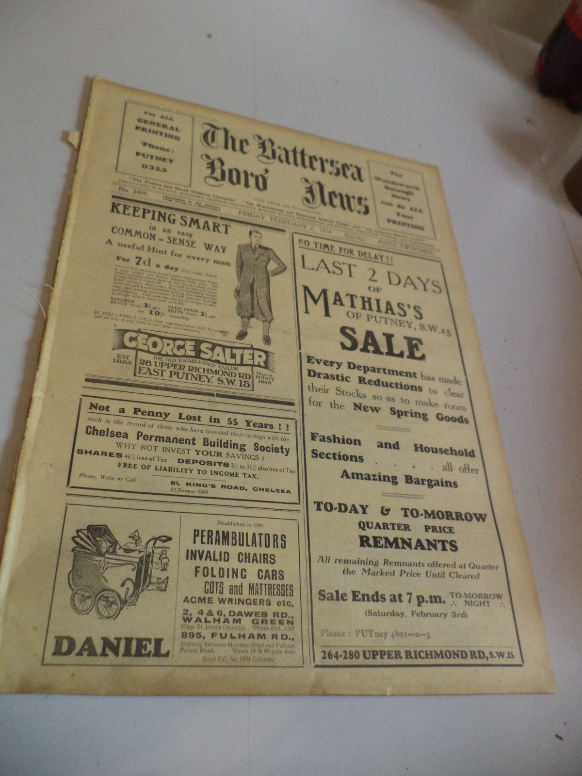 the battersea boro’ news old antique 1930s newspaper feb 1934 magazine london