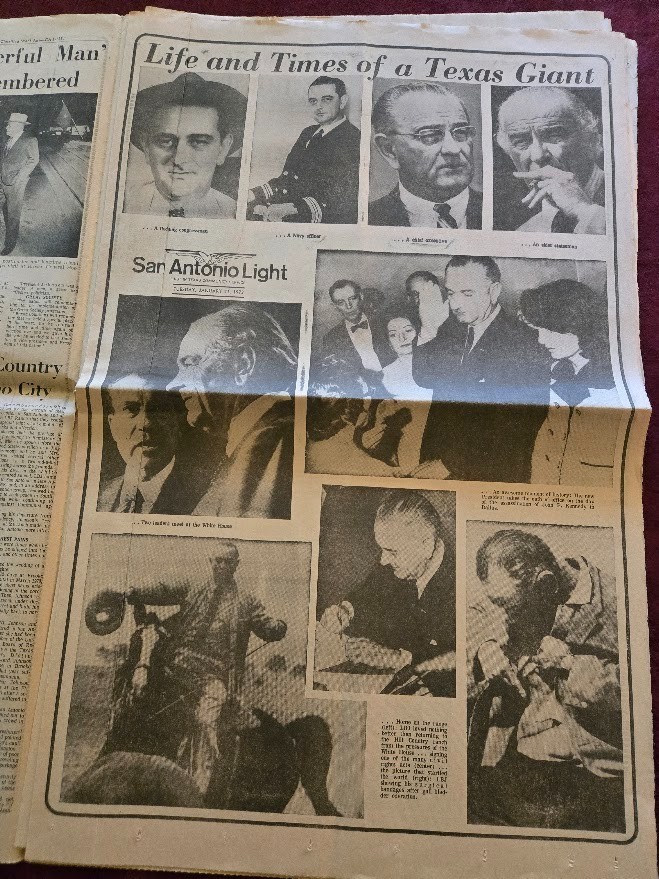 Vtg San Antonio Light Newspaper Lot~1969 Eisenhower~1972 Truman~73 LBJ~ 79 Wayne