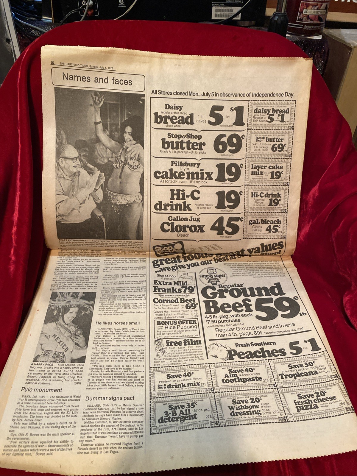 The Hartford Times- July 4, 1976 Happy Birthday America Historic Newspaper-VG