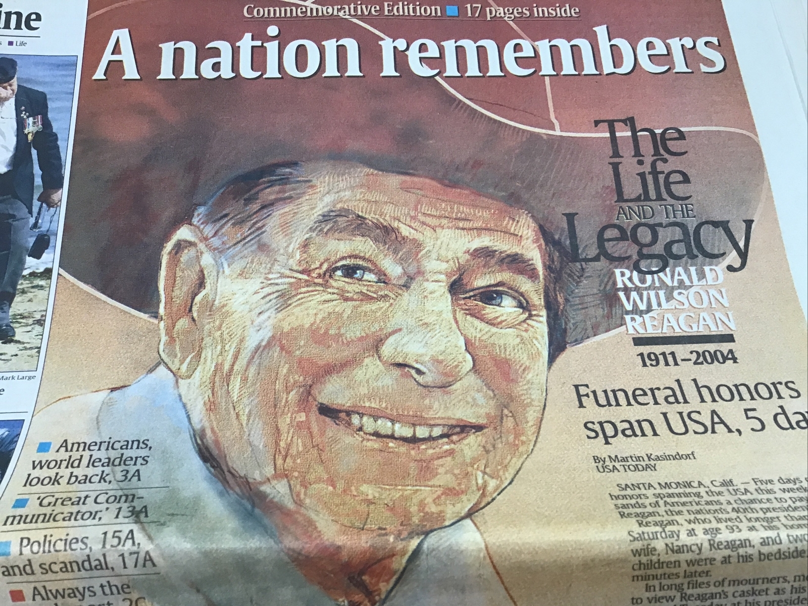 Commemorative Edition A Nation Remembers Ronald Reagan USA Today June 7 2004