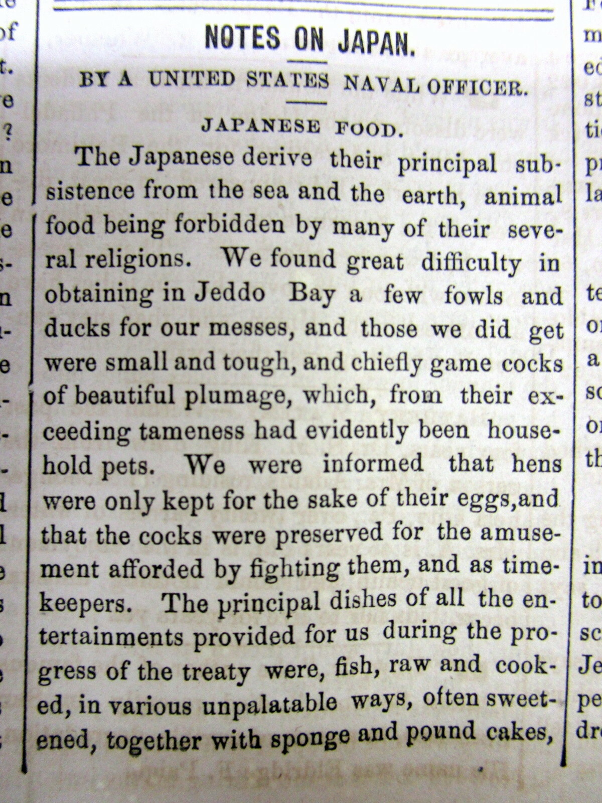 1859 newspaper w detailed EARLY DESCRIPTION of JAPAN Its Food HOUSING Religion +