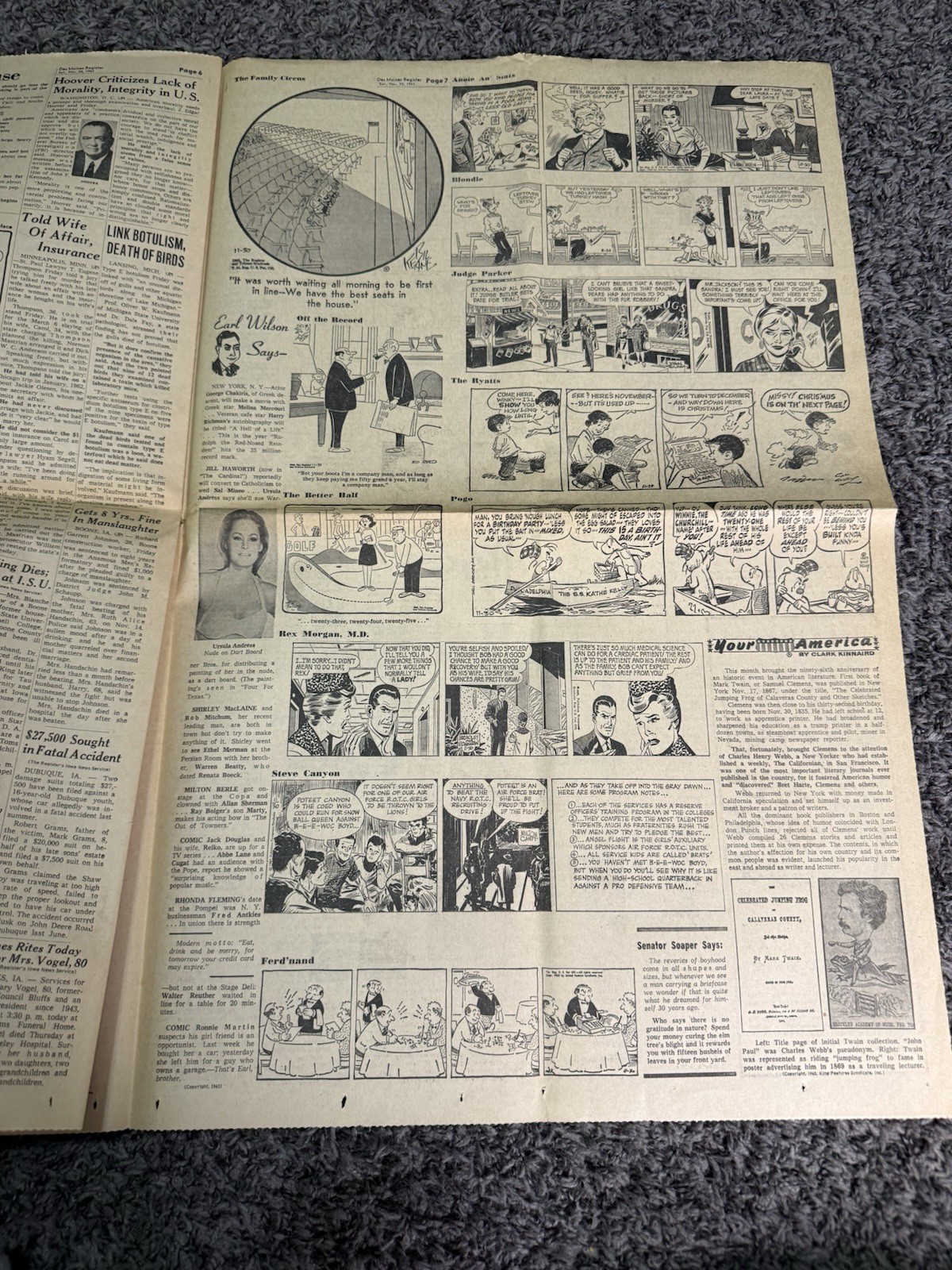 Des Moines IA Register Nov 1963 JFK Assassination Warren Commission Plane Crash