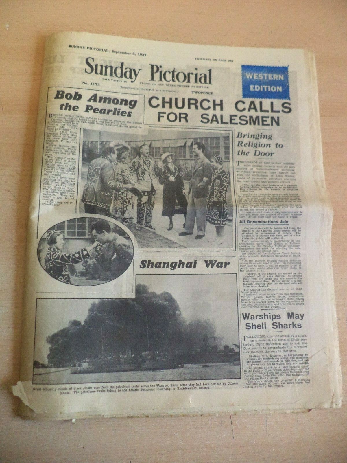 OLD ANTIQUE ORIG 1930s NEWSPAPER 5 sept 1937 SUNDAY PICTORIAL pearly king queen