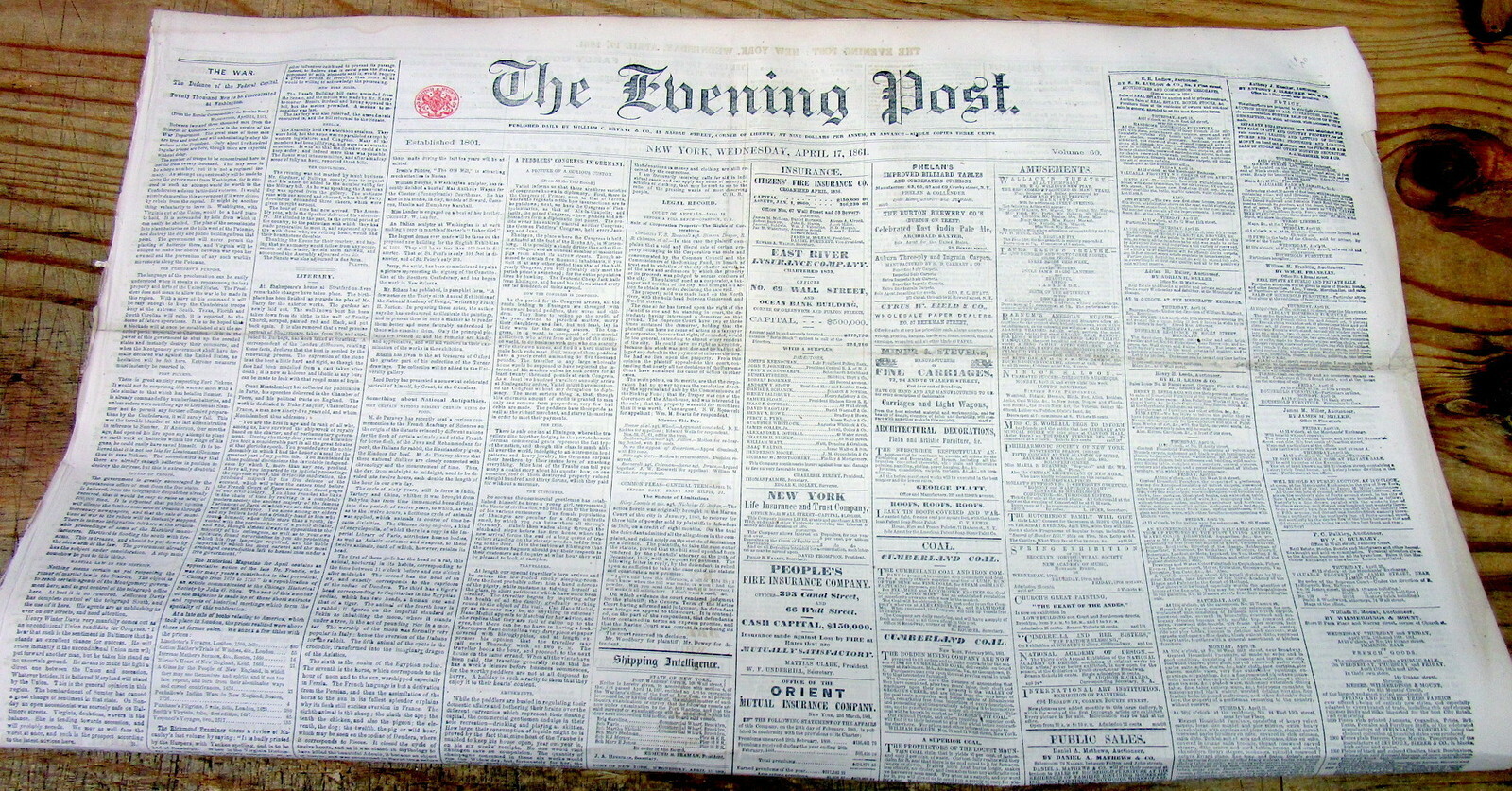 1861 Civil War newspaper THE STATE of MARYLAND REMAINS LOYAL to the UNION