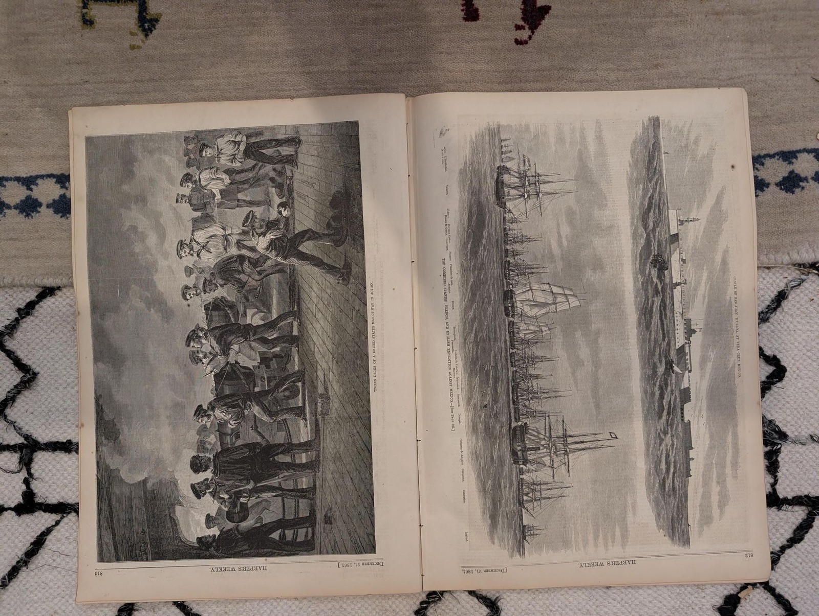 1861 W Homer Bivouac Fire Harpers Weekly Dec 21 Ericsson Battery Tennessee Map