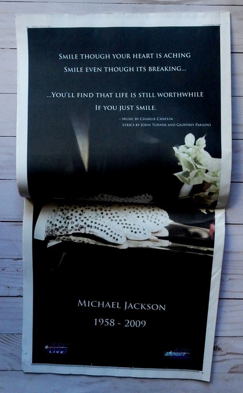 MICHAEL JACKSON Tribute Special Section Los Angeles Times LA Newspaper Memorial