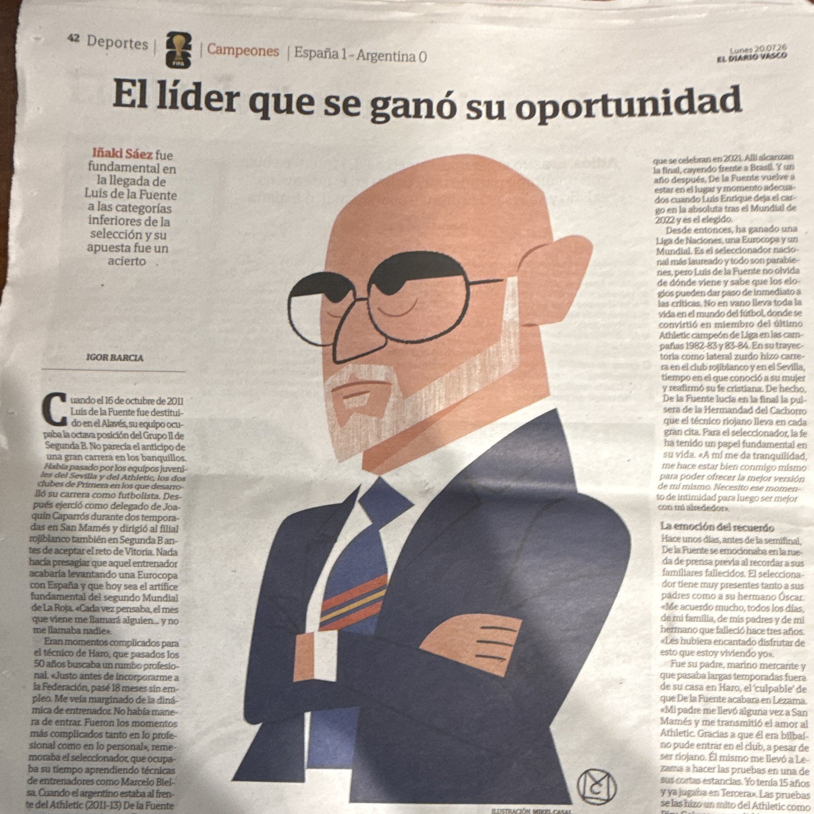 El Diario Vasco Spanish Newspaper July 20 2026 “¡BICAMPEONES!” Spain World Cup!