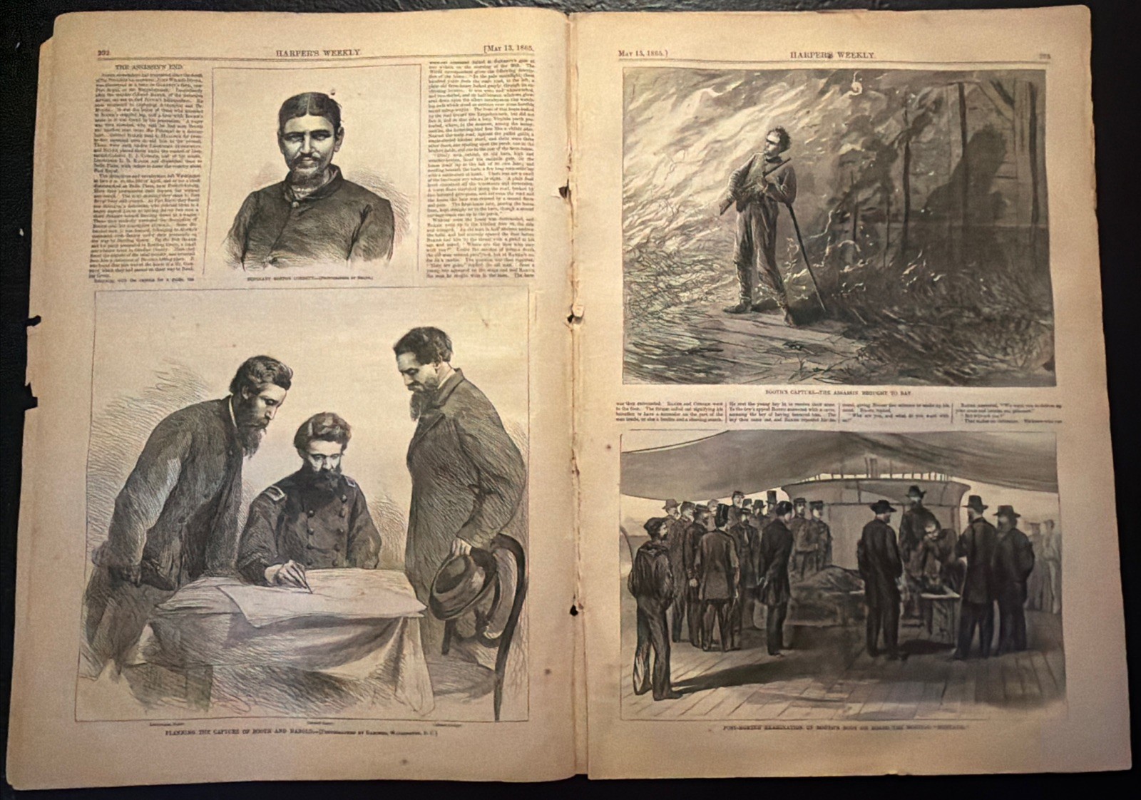 Harper’s Weekly May 13, 1865 Pursuit And Death of John Wilkes Booth