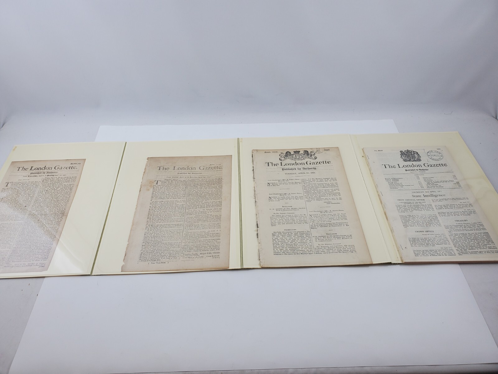 The London Gazette 1600’s 1700’s 1880’s 1900’s Newspapers Set of Four Century