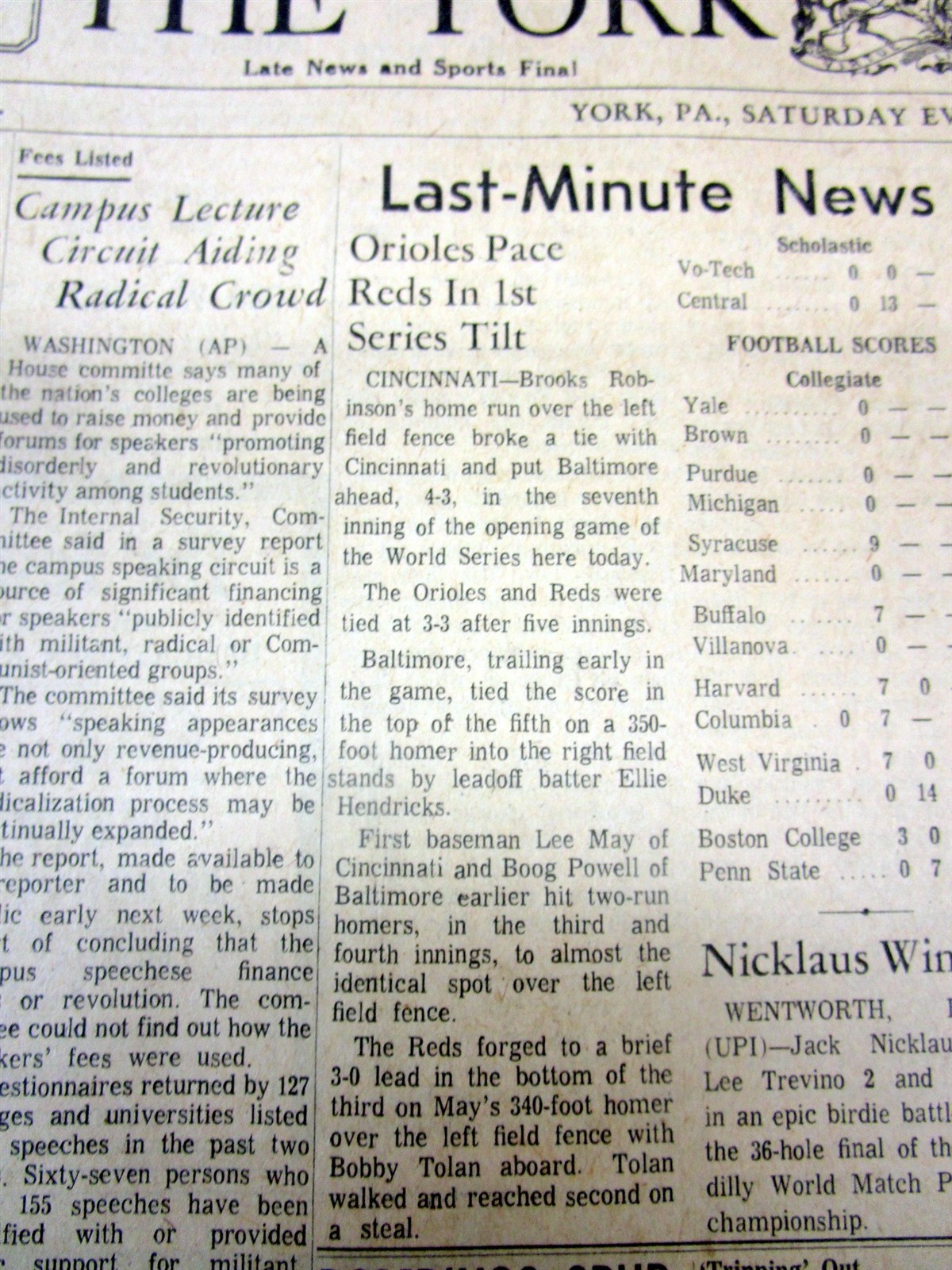 8 1970 newspapers BALTIMORE ORIOLES win baseball WORLD SERIES vs Cincinnati Reds