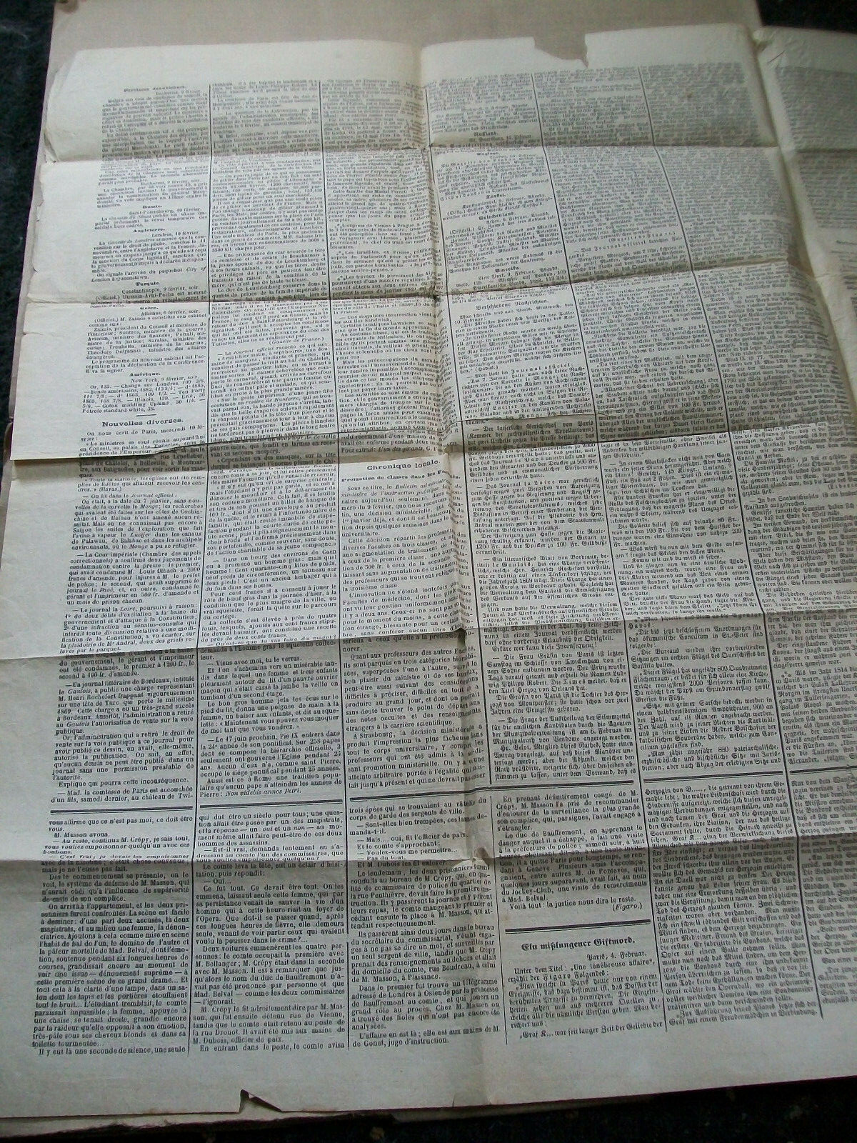 France Germany Strasbourg Strassburg Feb 1869 newspaper Le Courrier Du Bas-Rhin