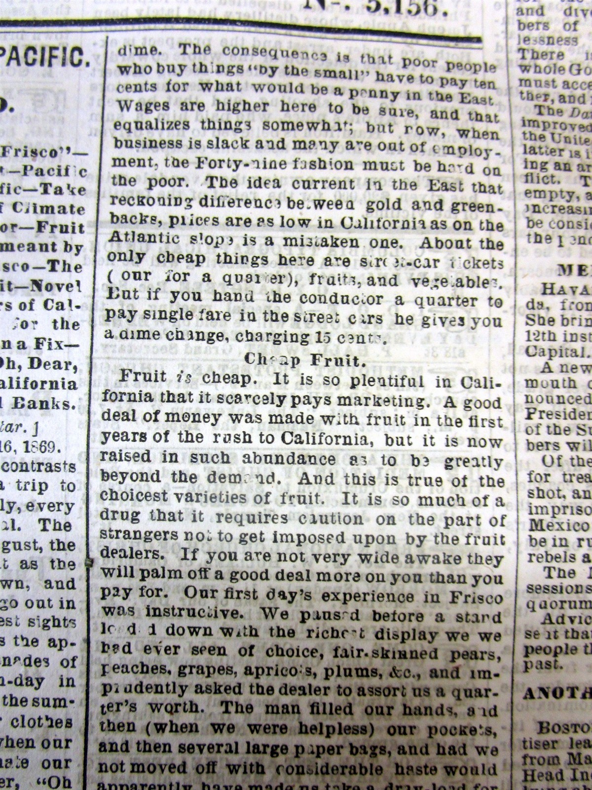 1869 newspaper DETAILED early DESCRIPTION of SAN FRANCISCO California 155 yr ago