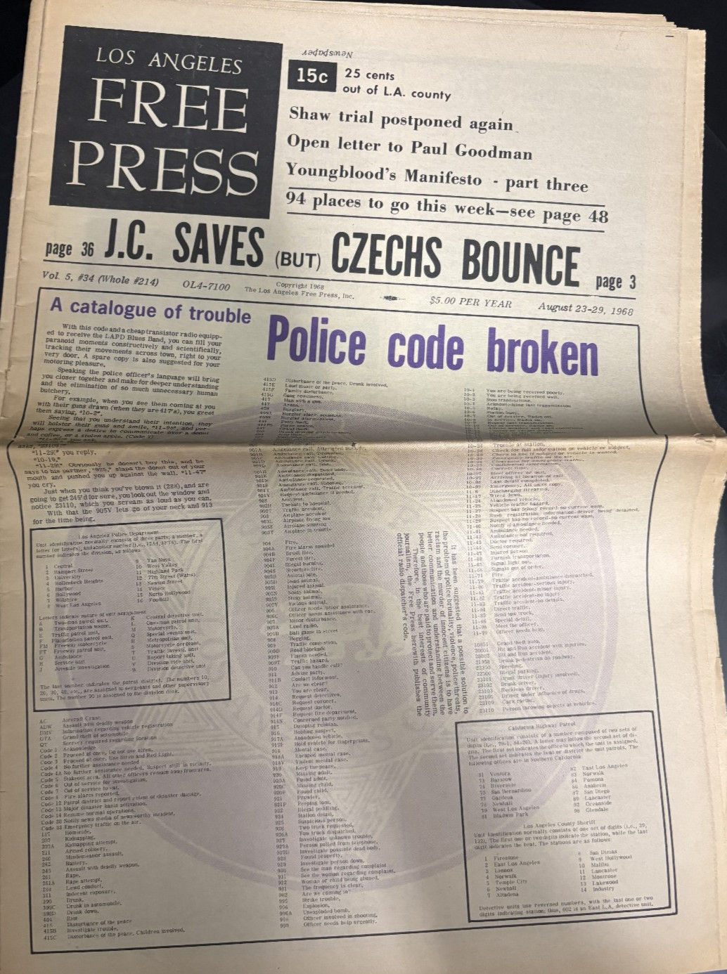 RARE Los Angeles Free Press Newspaper – Vol 5 No 34 – August 23, 1968