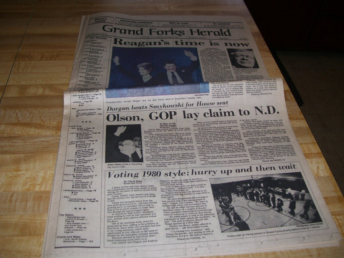 Grand Forks ND Herald November 5, 1980 President Ronald Reagan Elected