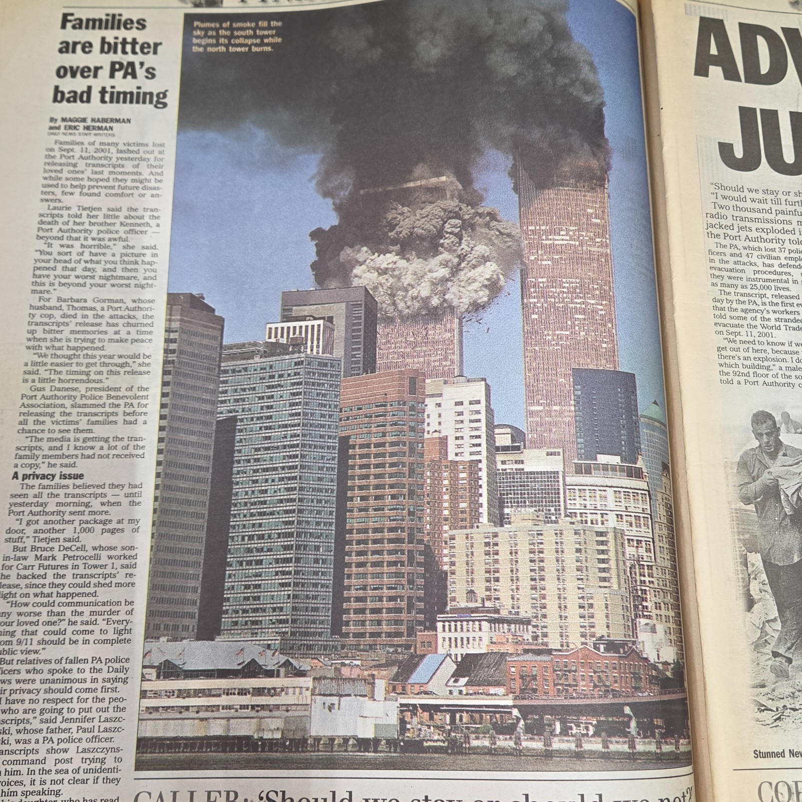 Daily News Aug 29 2003 Stay Put 9/11 Transcripts WTC NYC Newspaper