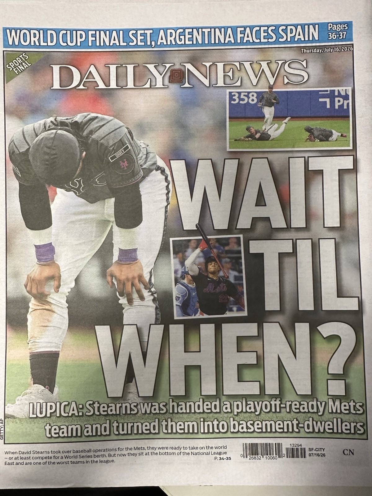 NEW YORK DAILY NEWS NEWSPAPER HAZE, HEAT TAKE CITY WAIT TILL WHEN? 7/16/26