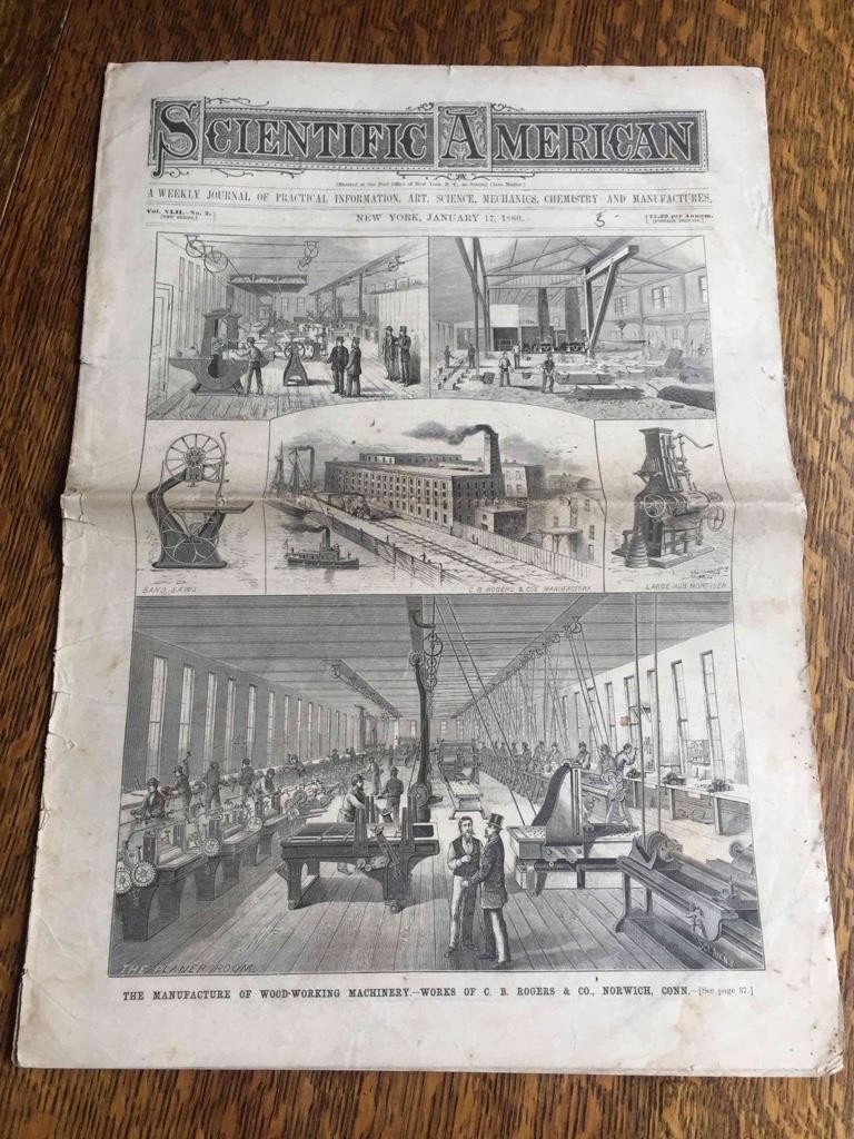 Scientific American 1880 Issue C.B. Rogers & Co. Norwich Conn. Woodworking Mach.