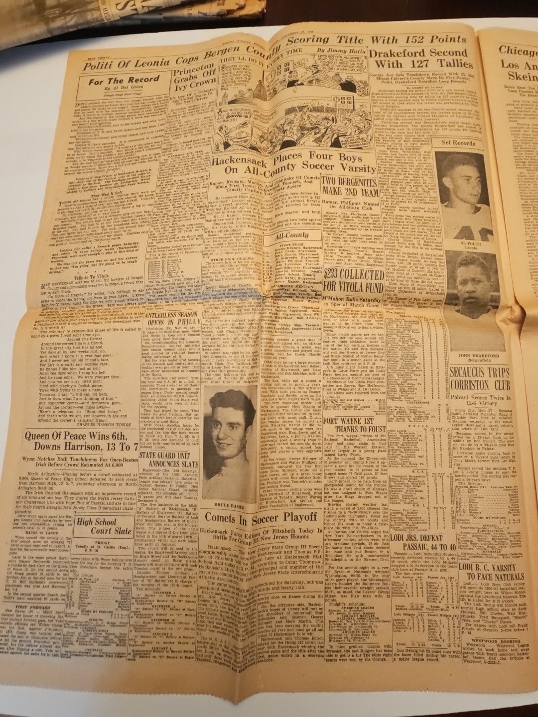 Lot Of 4 BERGEN EVENING RECORD NEWSPAPERS 1944, 49, 50 WW2